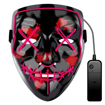 Retoo Verkleidungsmaske Halloween Purge Maske, Horror Neon Party Karneval LED Leucht, (Set, Beleuchtete LED-Maske, Bedienungsanleitung in Deutsch)