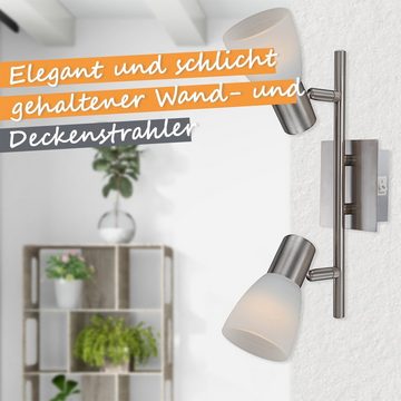 bmf-versand Deckenleuchte Wandleuchte mit Schalter Wandstrahler LED Wandlampe Deckenleuchte, Wandlampe, LED wechselbar, Warmweiß, Deckenleuchte, Wandleuchte, Kippschalter, inklusive Leuchtmittel (2x E14)