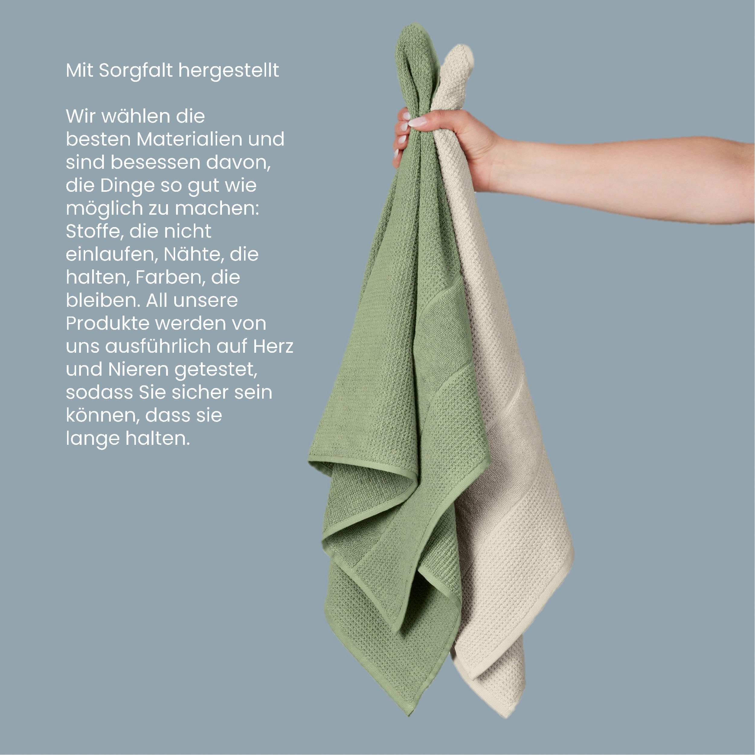 Schiesser Handtücher Turin im 4er OEKO-TEX®-zertifiziert Baumwolle, GREEN MADE (2-St), Reiskorn-Optik, by IN Rauchblau aus 100% Set Frottier