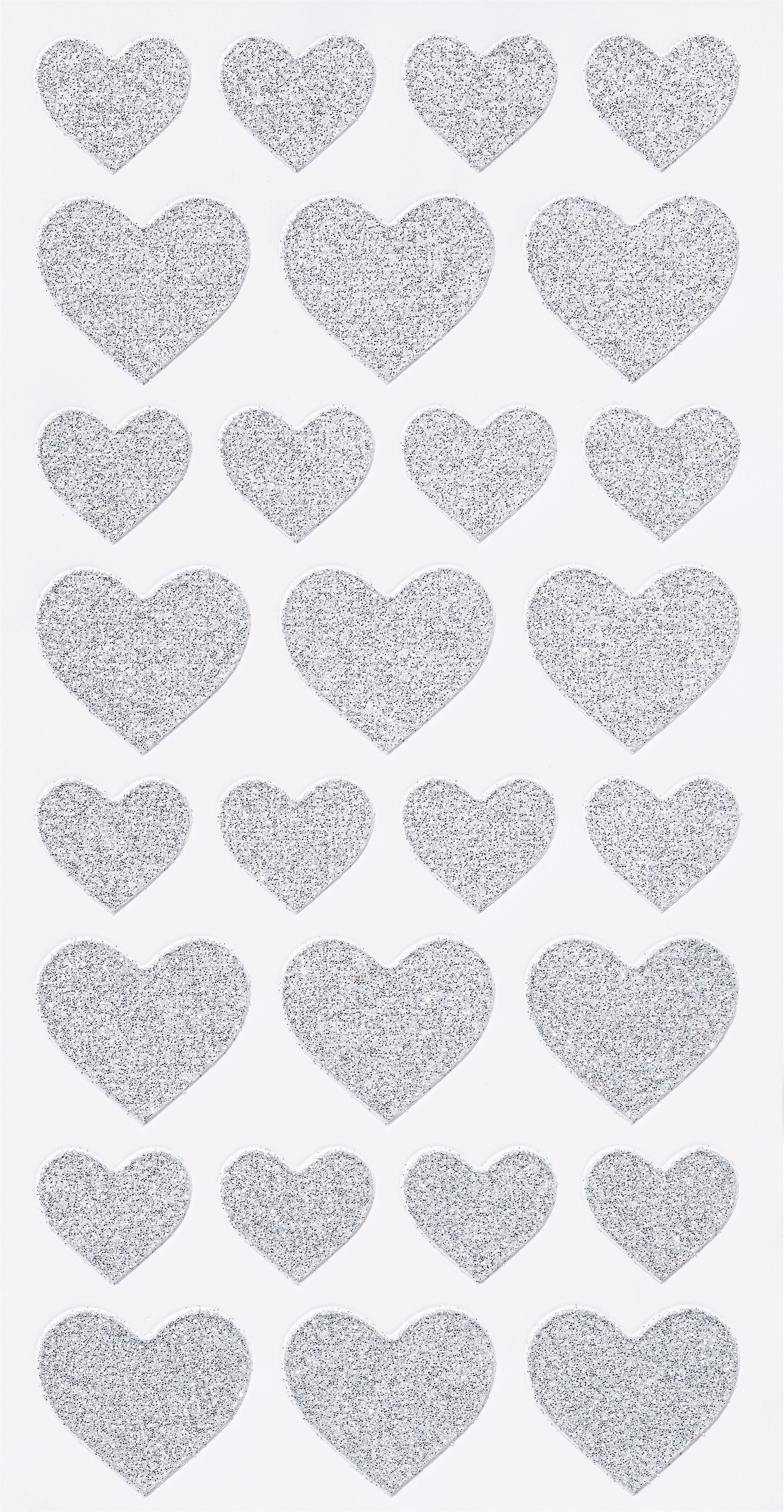 HobbyFun Sticker Herzen, (28-tlg), Glitzer 28 Stück 2 cm - 2,9 cm