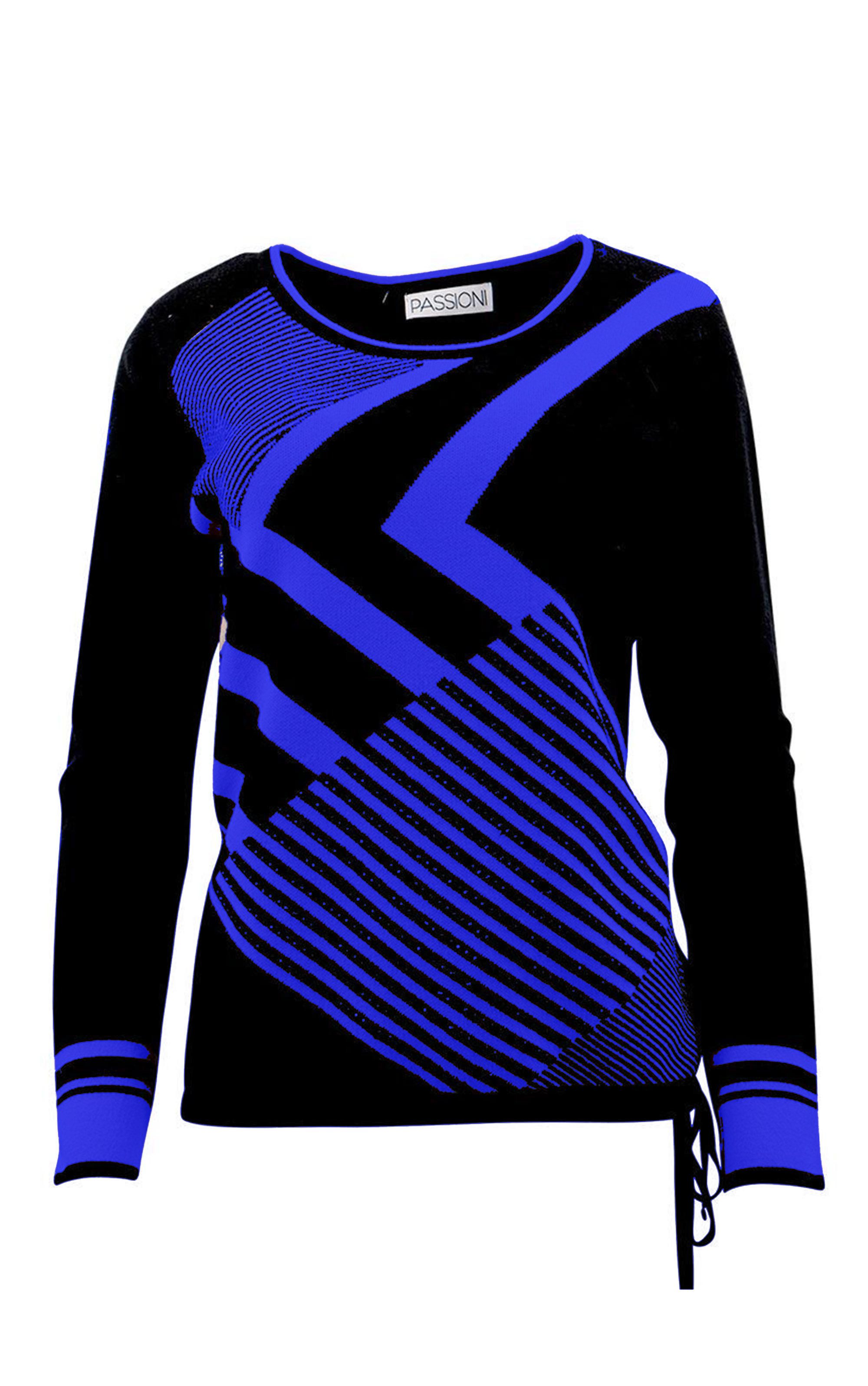 Passioni Strickpullover im Streifenmuster-Mix mit Bindedetail günstig online kaufen