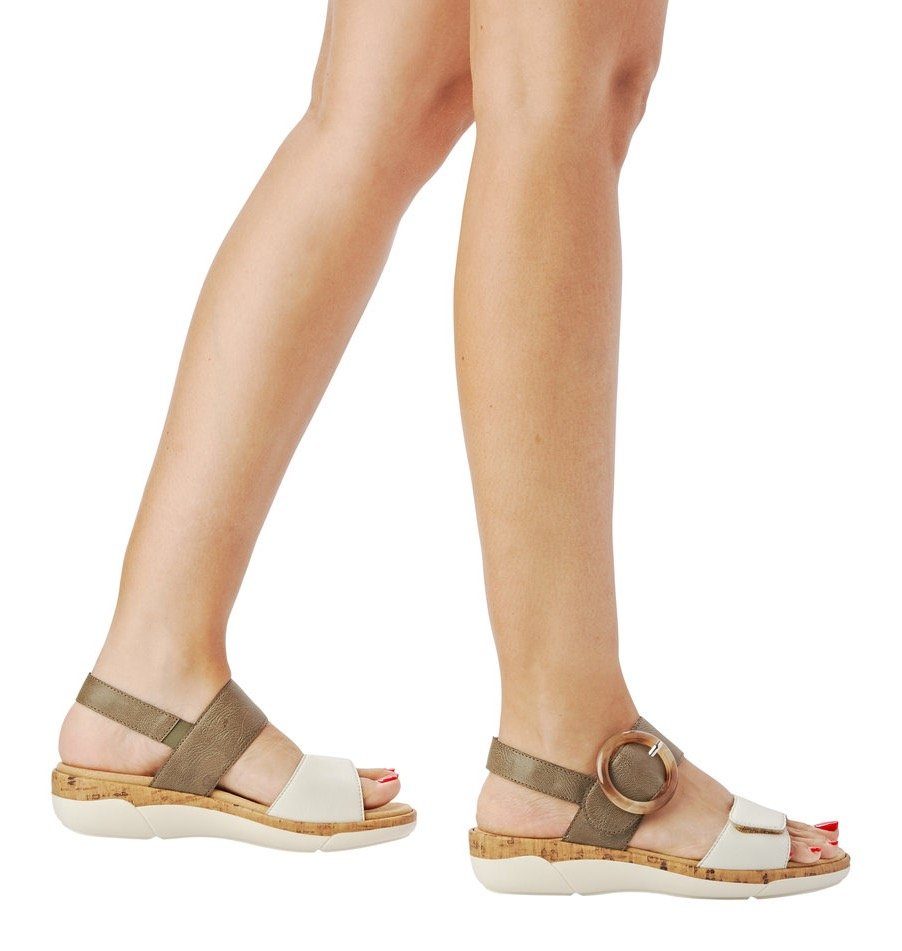 Remonte Sandale mit Klettverschluss praktischem khaki-offwhite