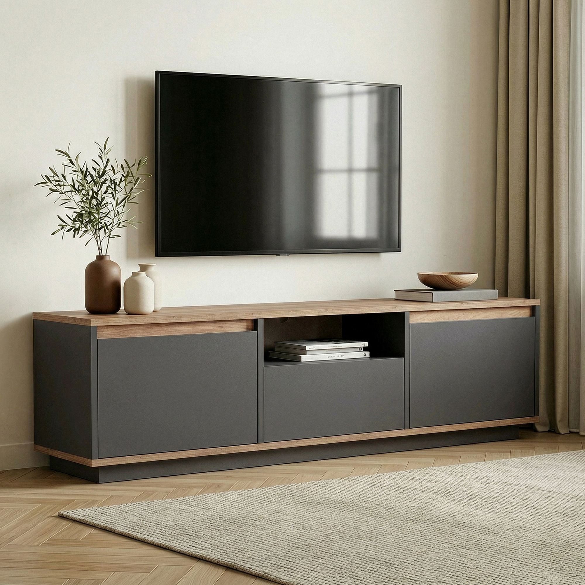 Skye Decor Sideboard Nordure Sentinel (Packung, 1 St., 1 TV Board), Japandi Design,Breite 160 cm, griffloses Design mit Stauraum