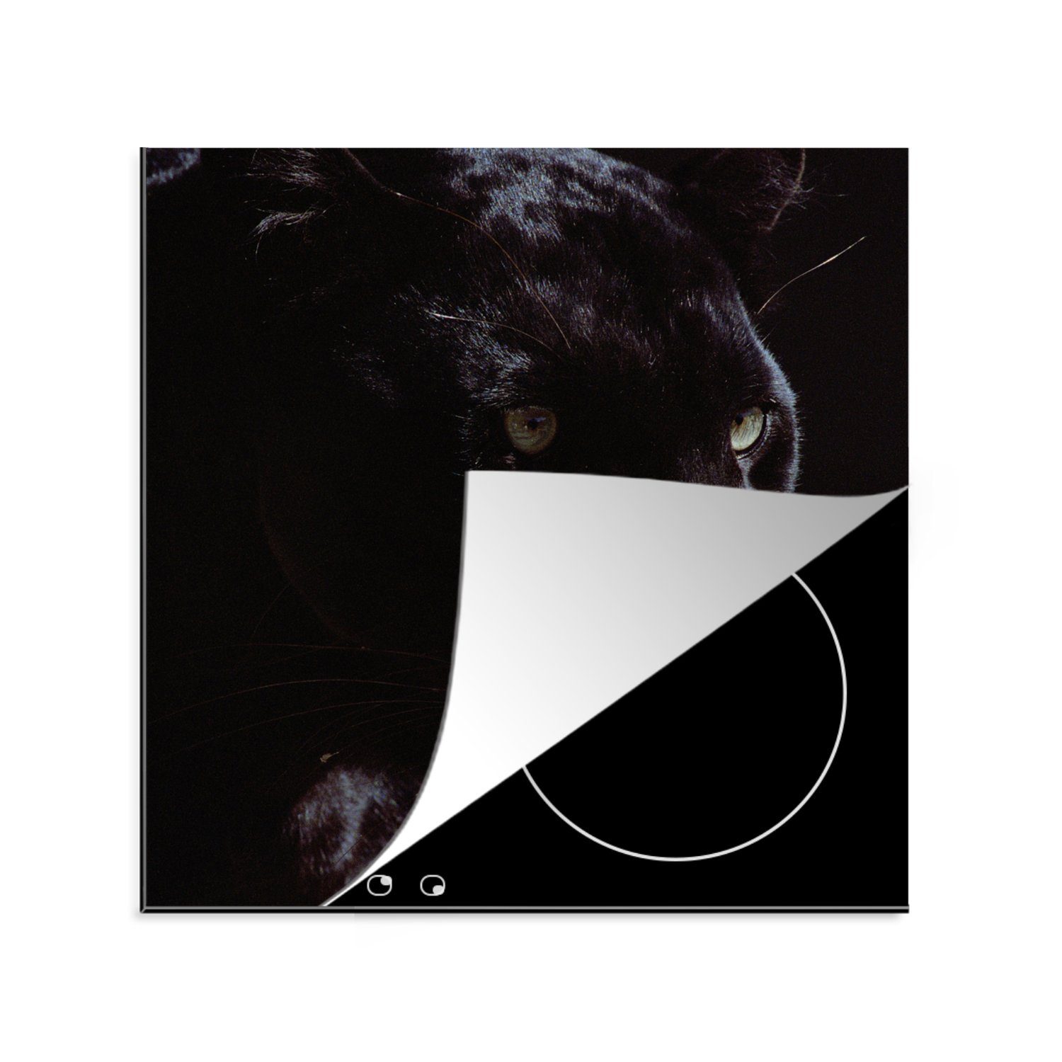 MuchoWow Herdblende-/Abdeckplatte Panther - Tier - Schwarz, Vinyl, (1 tlg), 78x78 cm, Ceranfeldabdeckung, Arbeitsplatte für küche