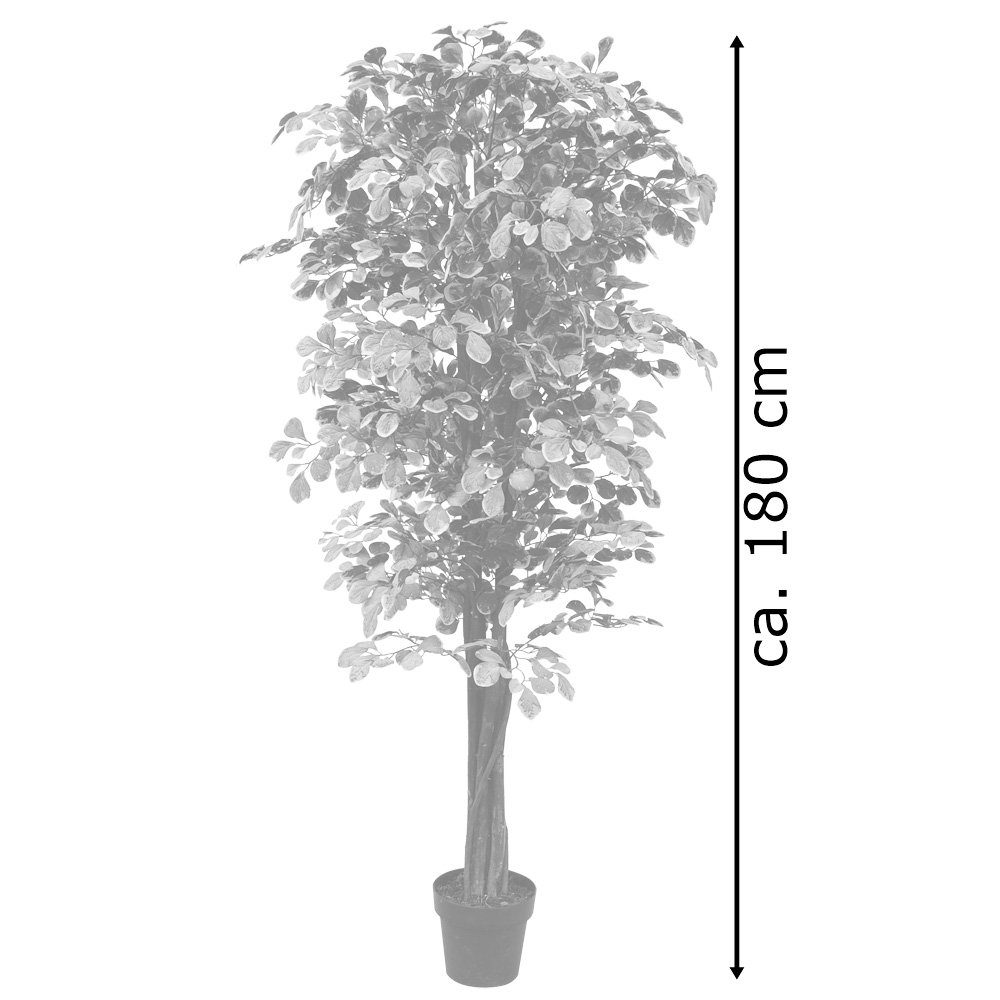 Pflanze Ficus Künstliche mit Benjamin Decovego, 180cm Echtholz Kunstpflanze Decovego Kunstpflanze