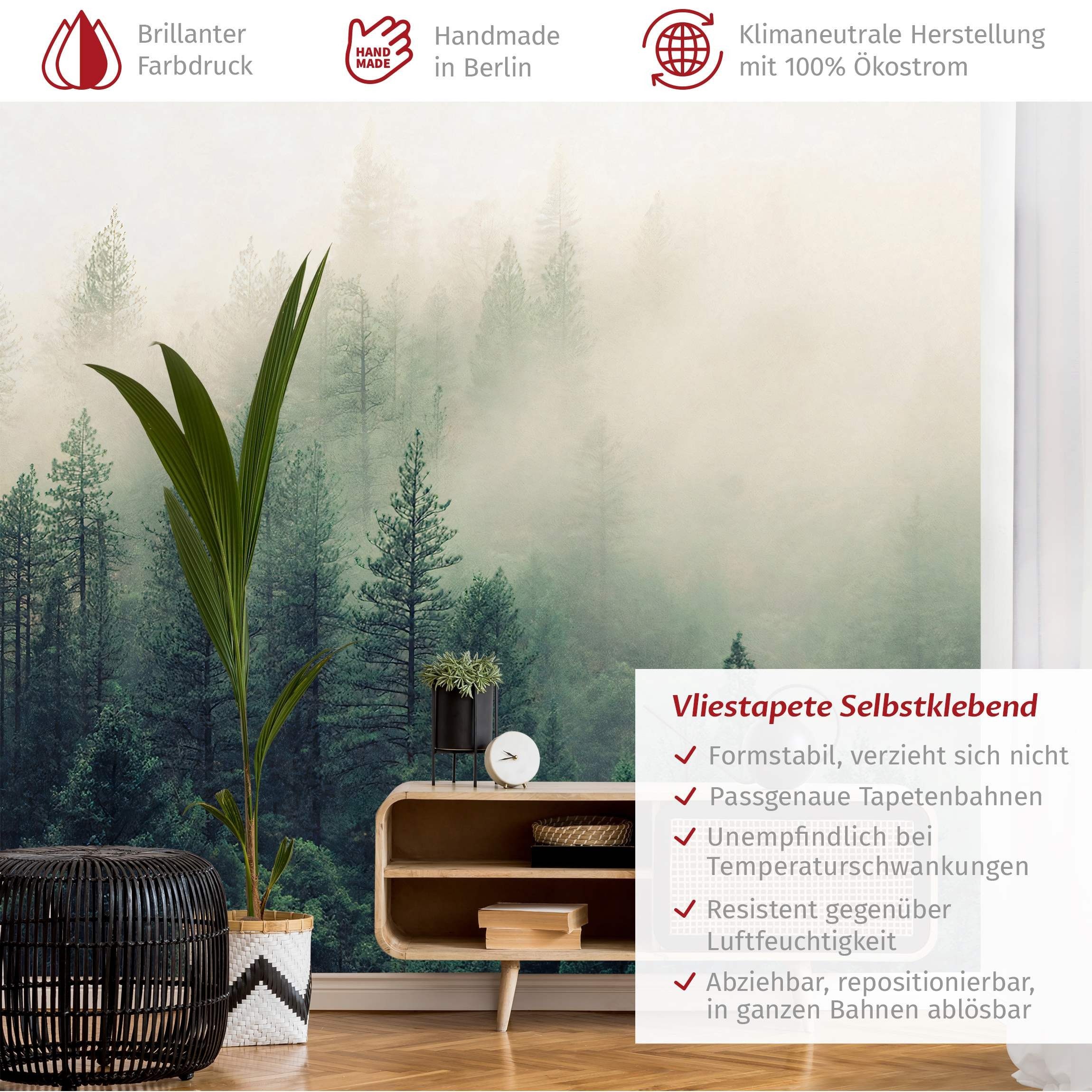 Bilderdepot24 Fototapete Wald Nebel 3D Effekt günstig online kaufen
