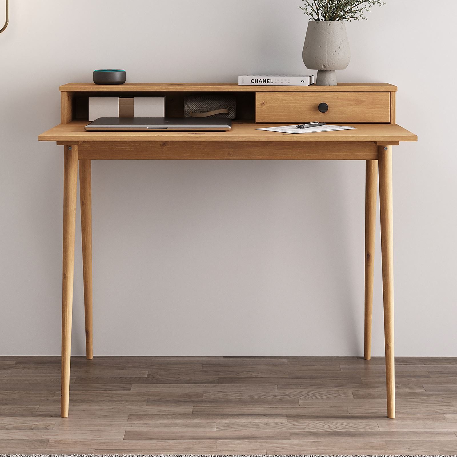 IDIMEX Schreibtisch MALINA, Massivholz Computertisch mit Aufsatz & Schublad günstig online kaufen