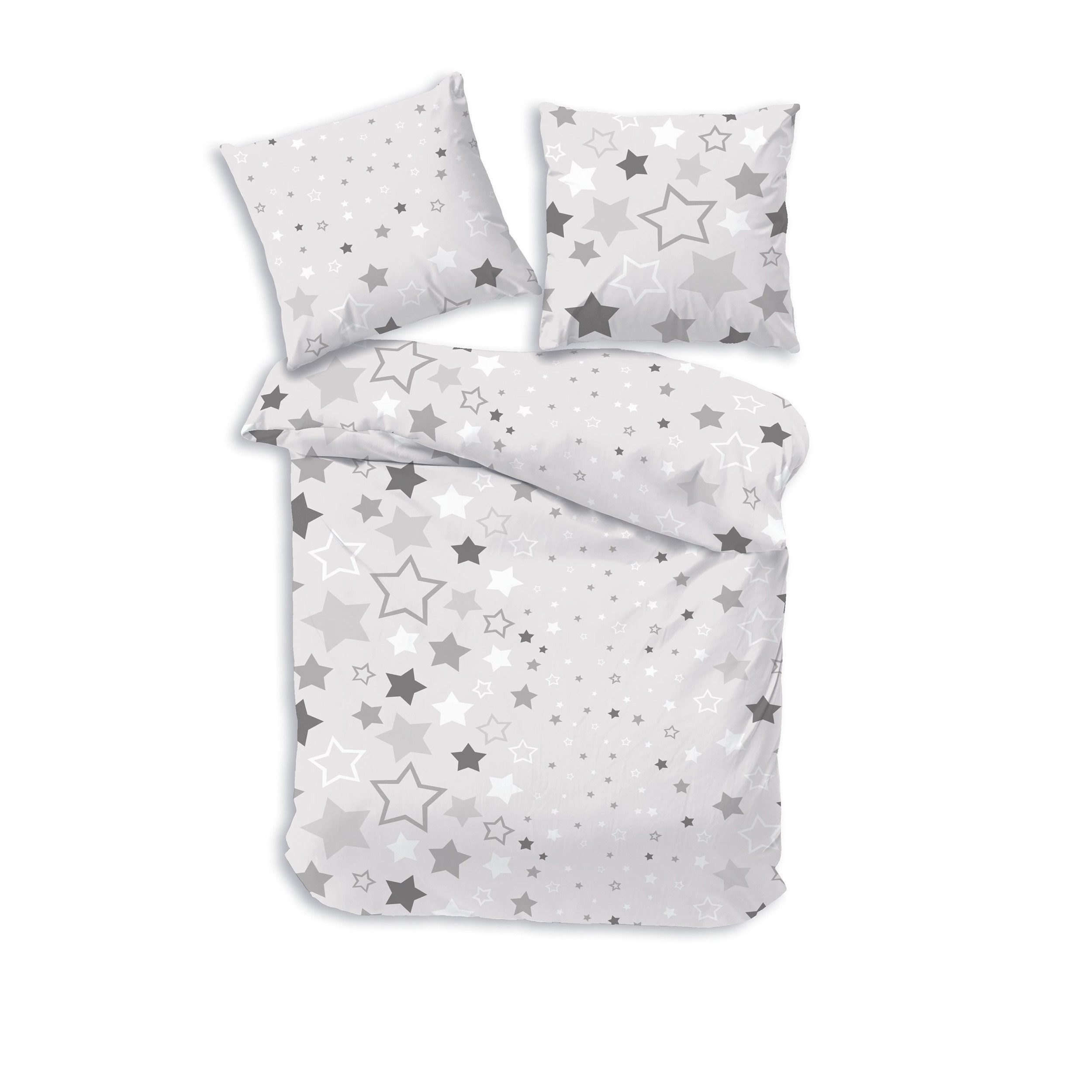 DOBNIG Bettwäsche Flanell, Flanell, 2 teilig, Sterne, kiesel günstig online kaufen