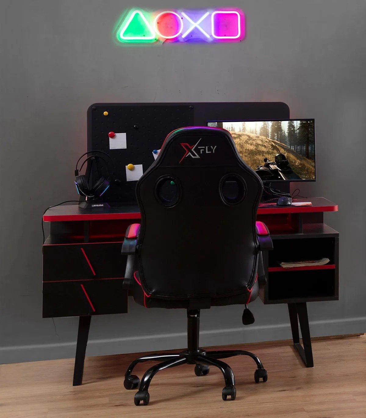 JVmoebel Computertisch Schwarz-roter Gaming Tisch aus Holz für Jugendzimmer (1-St., Schreibtisch), Made in Europa