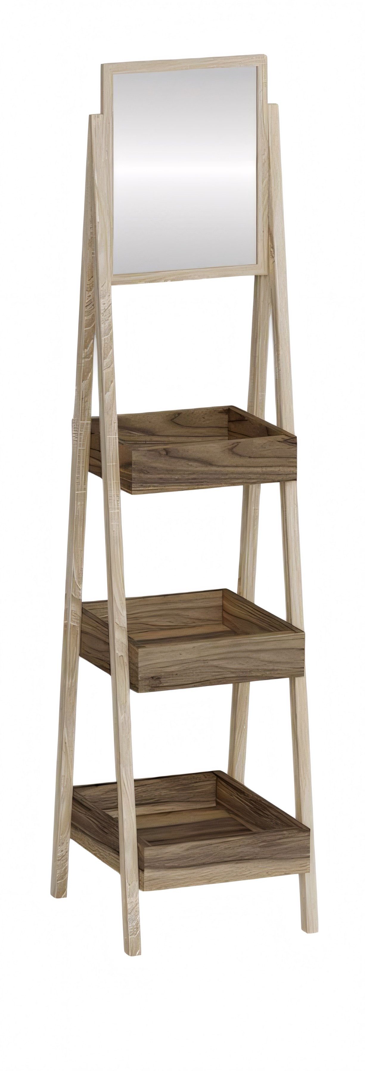 Xlmoebel Standspiegel Holzregal mit Spiegel in Beigeton für Wohnzimmer und Flur (2-St), Made in Europa