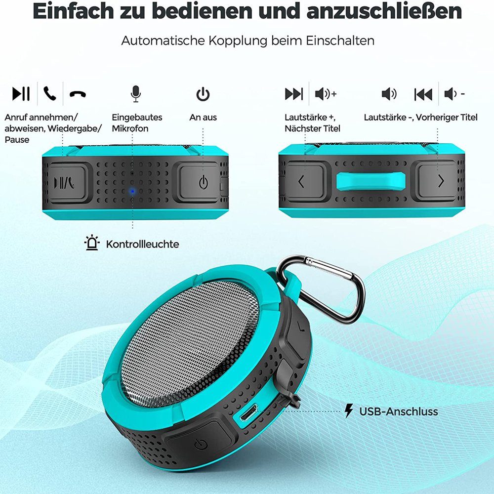 Lautsprecher Bluetooth GelldG Bluetooth Bluetooth-Lautsprecher Duschlautsprecher Wasserdicht,