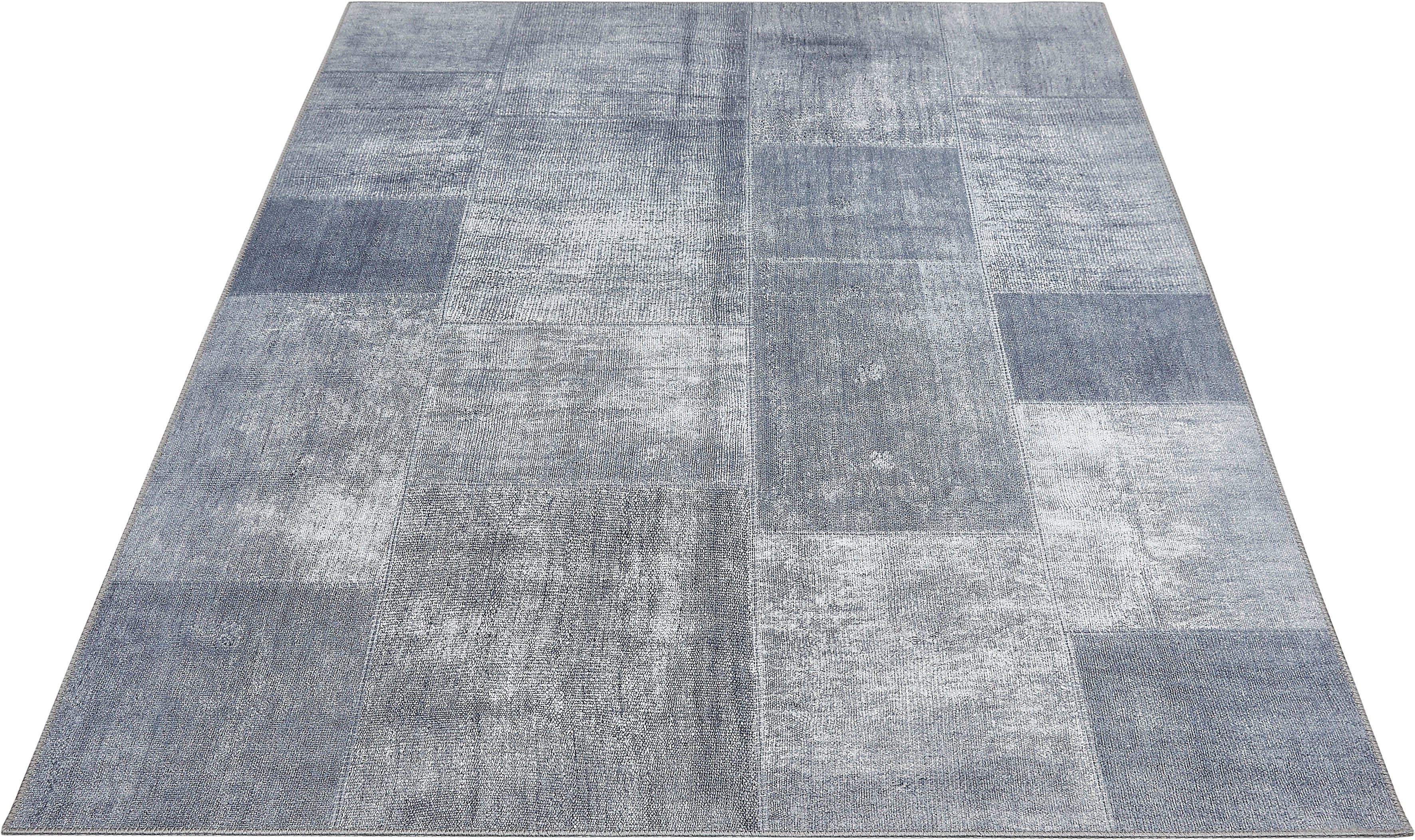 Teppich Punto 3, LUXOR living, rechteckig, Höhe: 5 mm, Kurzflor, bedruckt, modernes Patchwork Design