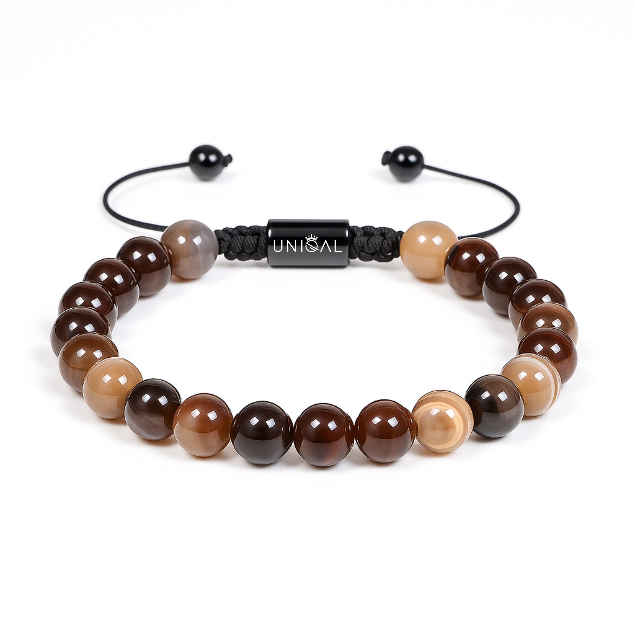 UNIQAL.de Perlenarmband aus Natur- & Edelstein – Unisex, 8 mm (einreihiges Natursteinarmband, verschiedene Farben & Steinsorten), verstellbar, handgefertigt