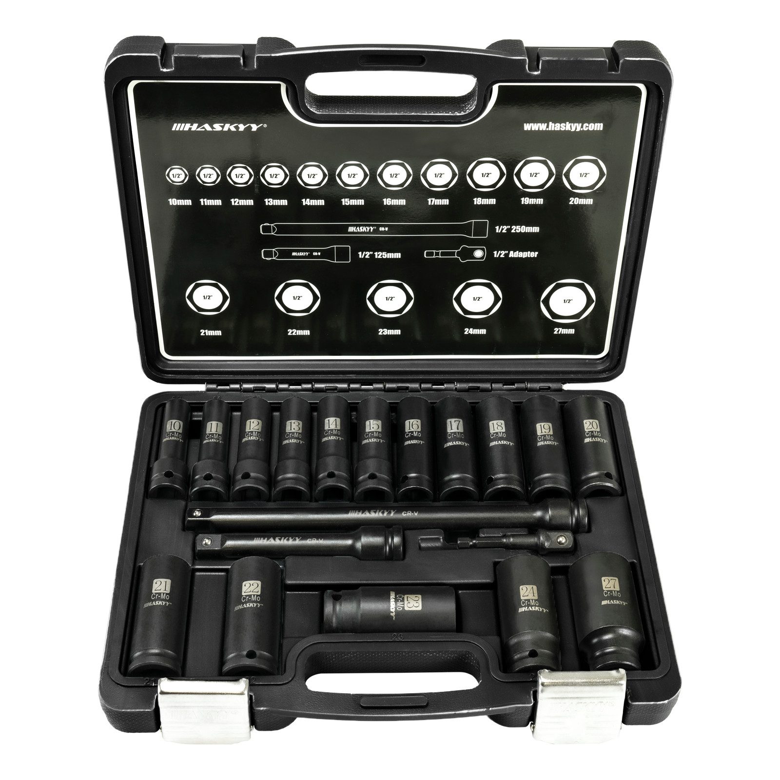 Steckschlüssel Schlagschrauber Nüsse Steckschlüssel Satz 10-27mm 19-tlg 1/2 in Box