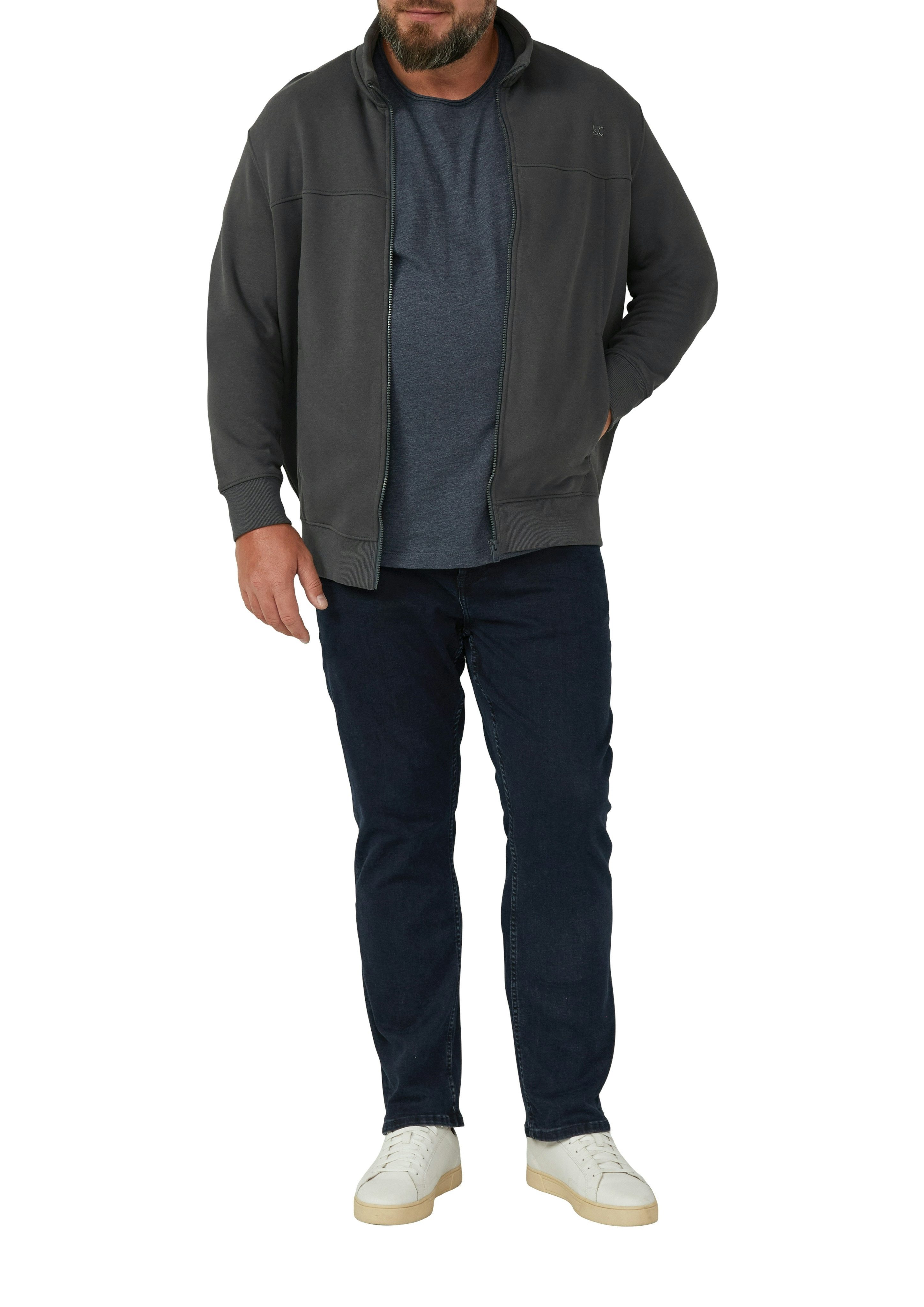 s.Oliver Men Big Sizes Sweatjacke mit Reißverschluss und Stehkragen – Bild 3 von 4