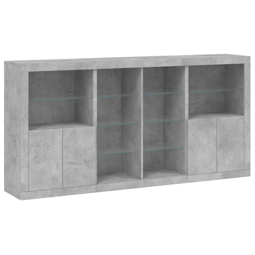 vidaXL Sideboard Sideboard mit LED-Leuchten Betongrau günstig online kaufen