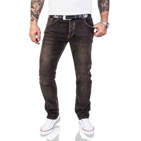 Lorenzo Loren Regular-fit-Jeans Herren Jeans Regular Fit Dunkelgrau LL-326