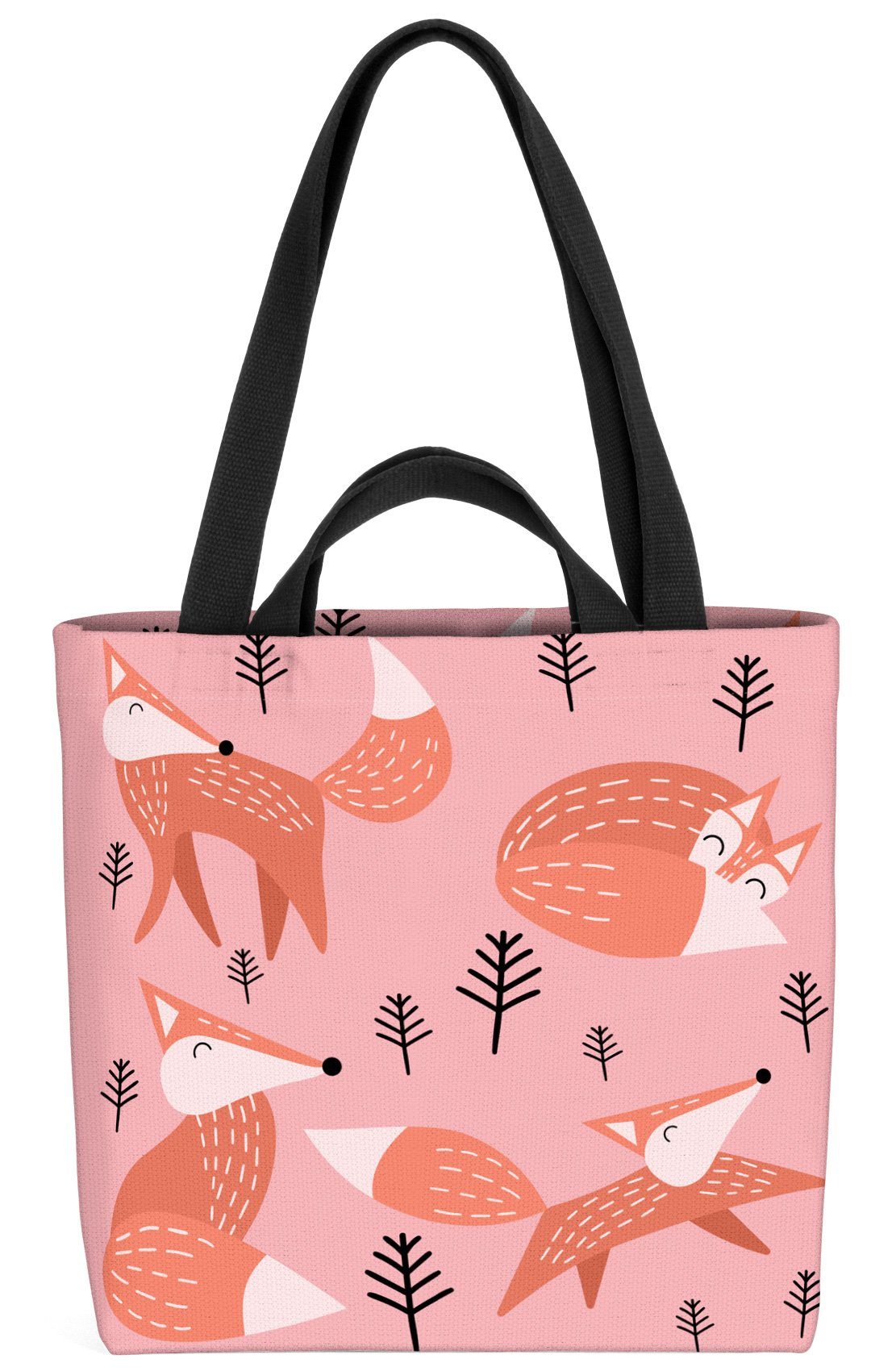 VOID Henkeltasche (1-tlg), Fuchs Winter Weihnachten Sommer Muster Waldtiere Wald Pflanzen B Märchen