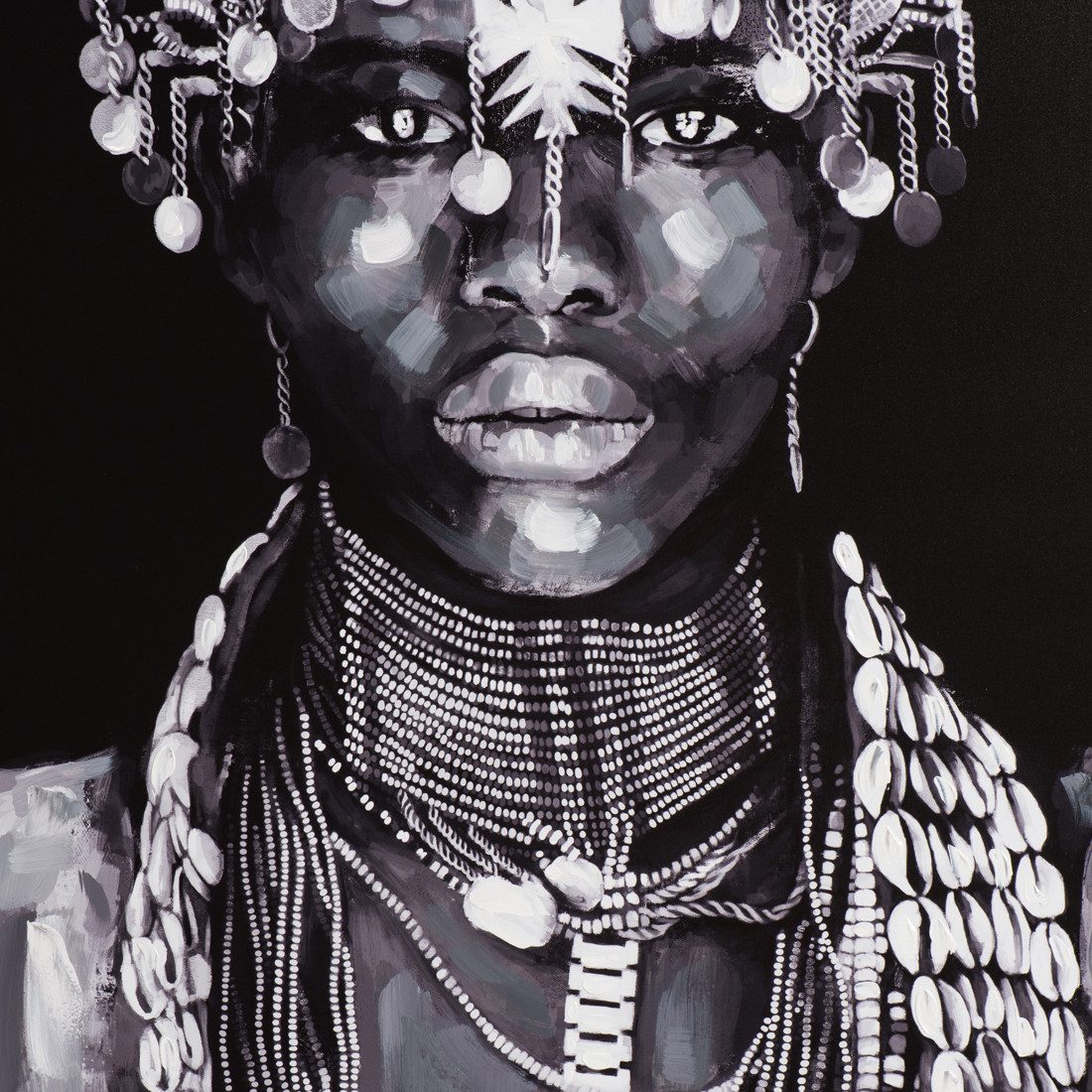 ArtUniverse Gemälde Leinwandbild Traditionelle Schönheit mit Schmuck 82 x 122 cm, Menschenmotiv