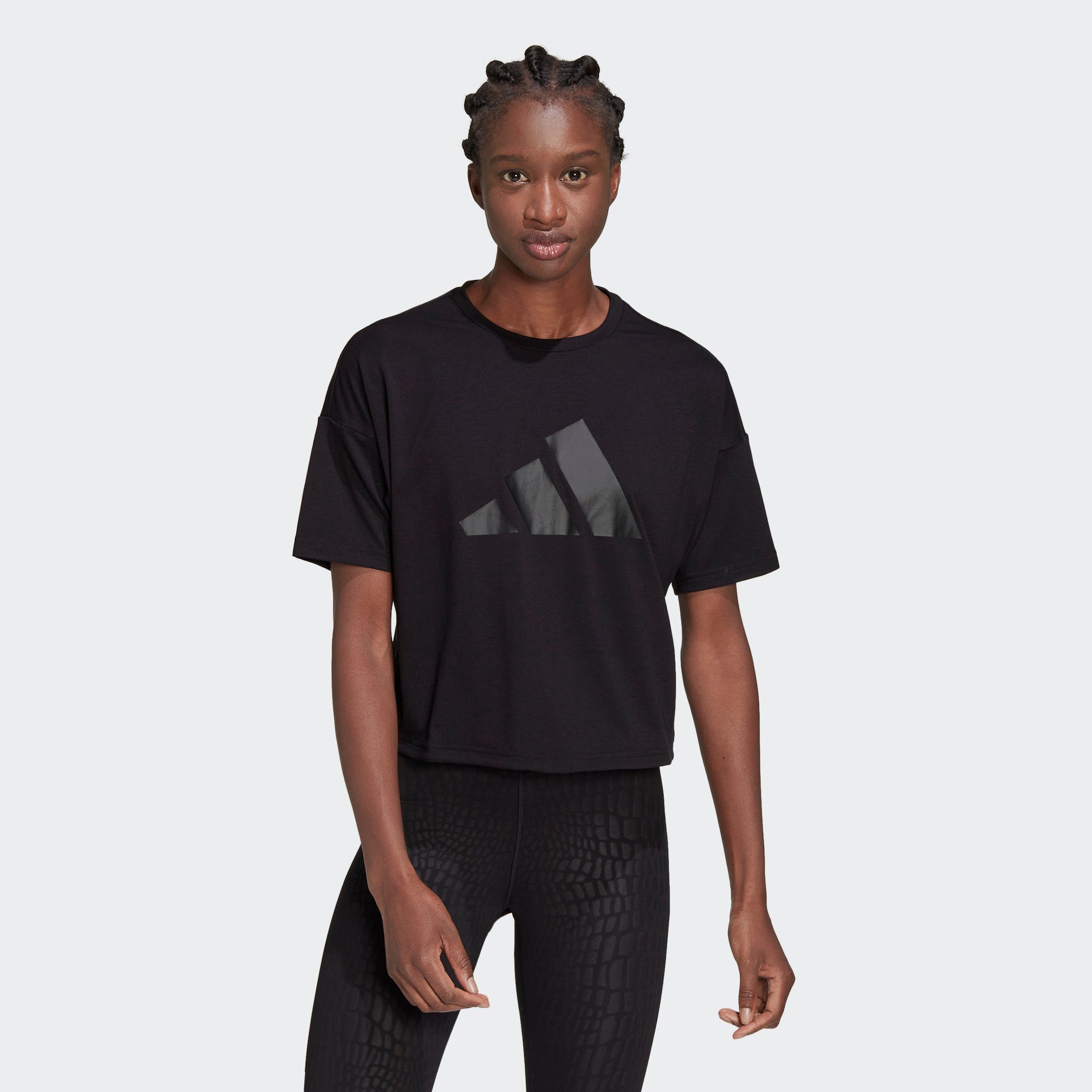 adidas Performance T-Shirt TRAIN ICONS 3 BAR LOGO Black | 