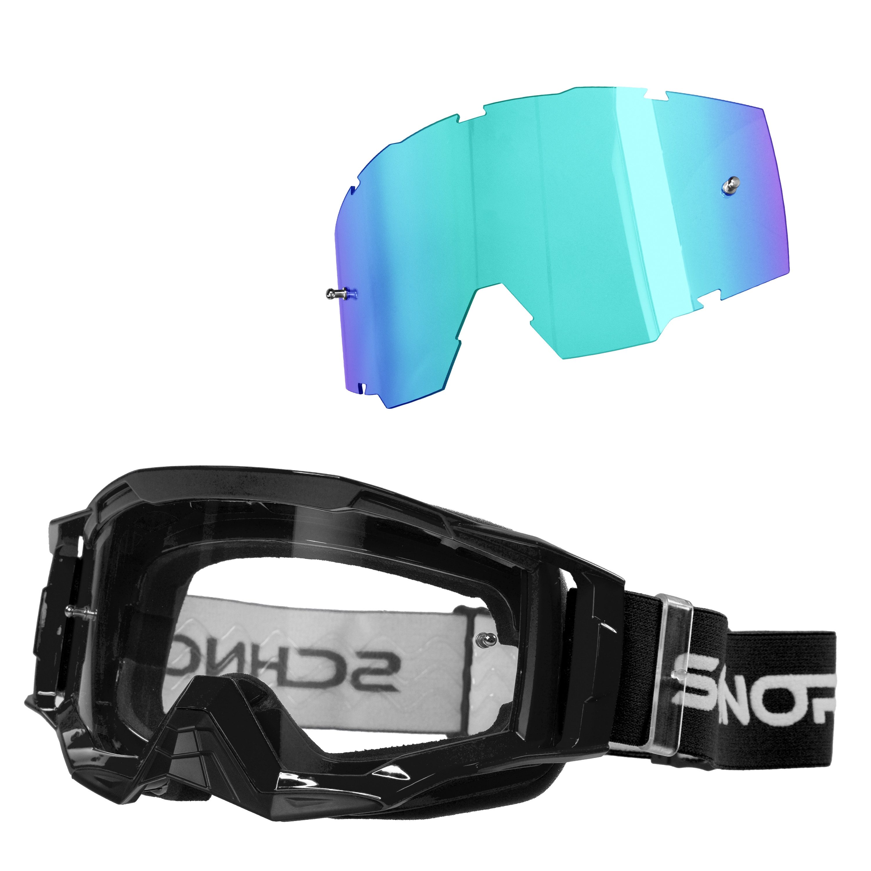 SCHNORR Sportbrille MX Neo Motocross Brille Anti-Fog & Tear-Off + Wechselglas Blau, (1-St), Tear-Off & Roll-Off kompatibel