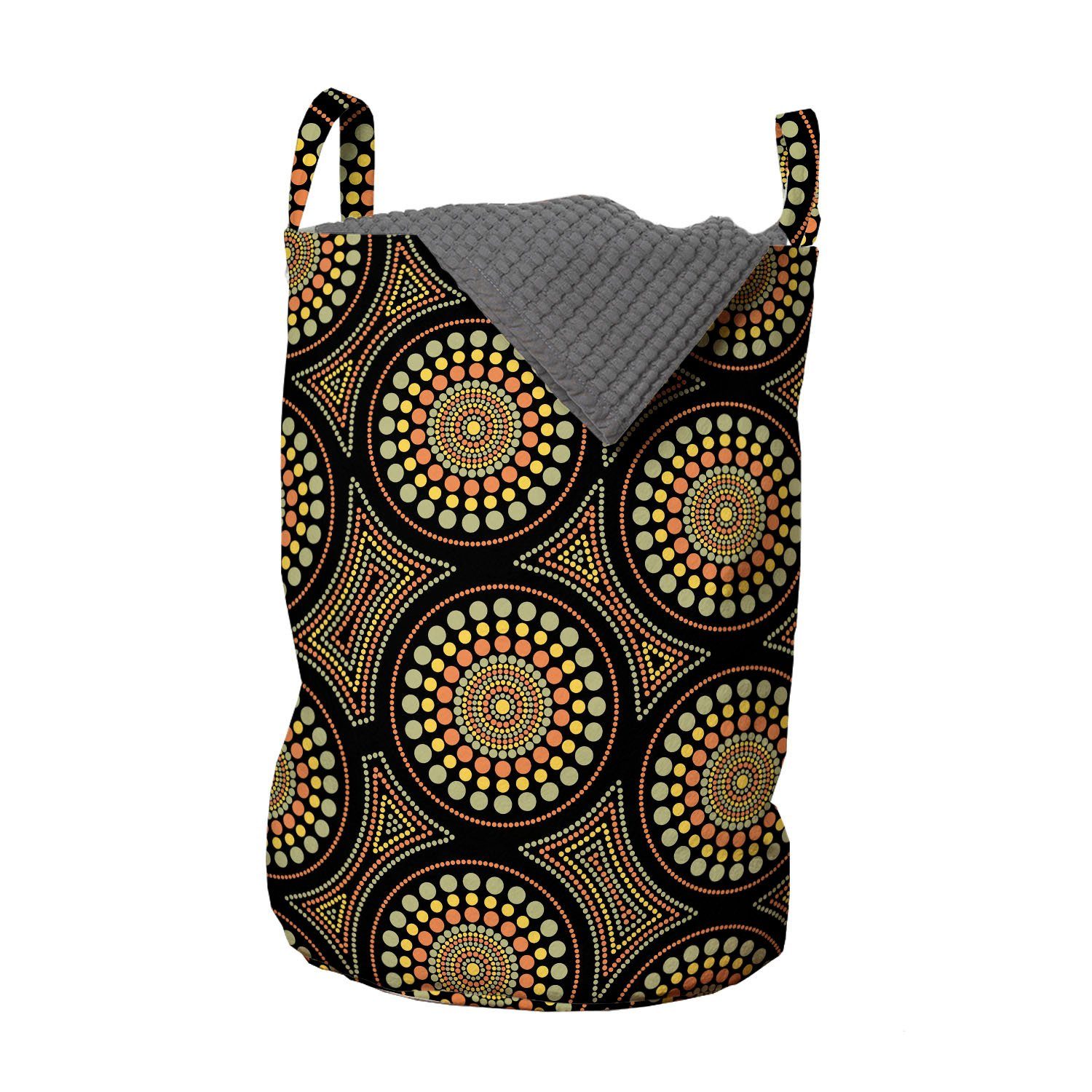 Abakuhaus Wäschesäckchen Wäschekorb mit Griffen Kordelzugverschluss für Waschsalons, Australien Ethnische Aboriginal-Muster