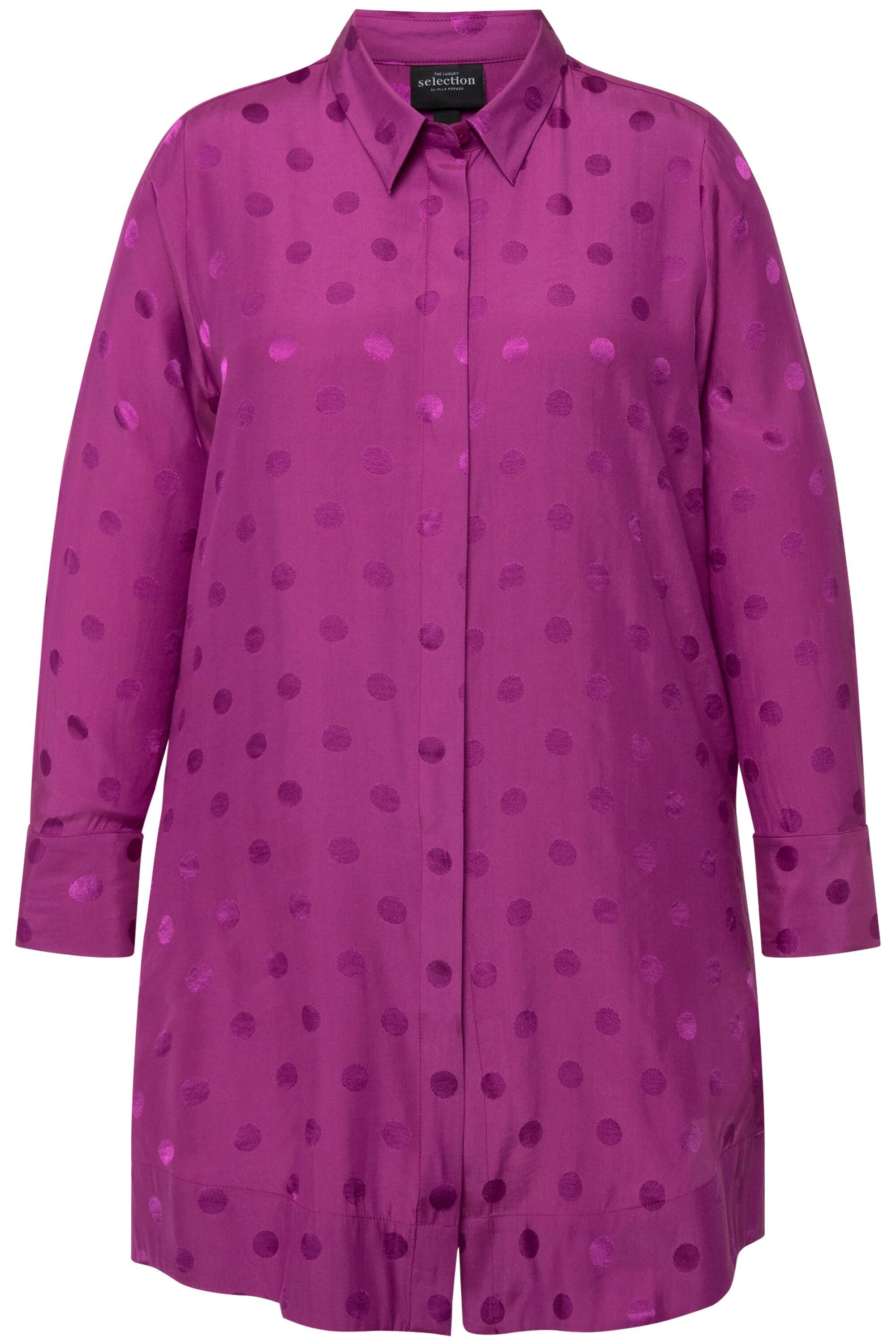 Ulla Popken Longbluse Longbluse Jacquard-Punkte Hemdkragen günstig online kaufen