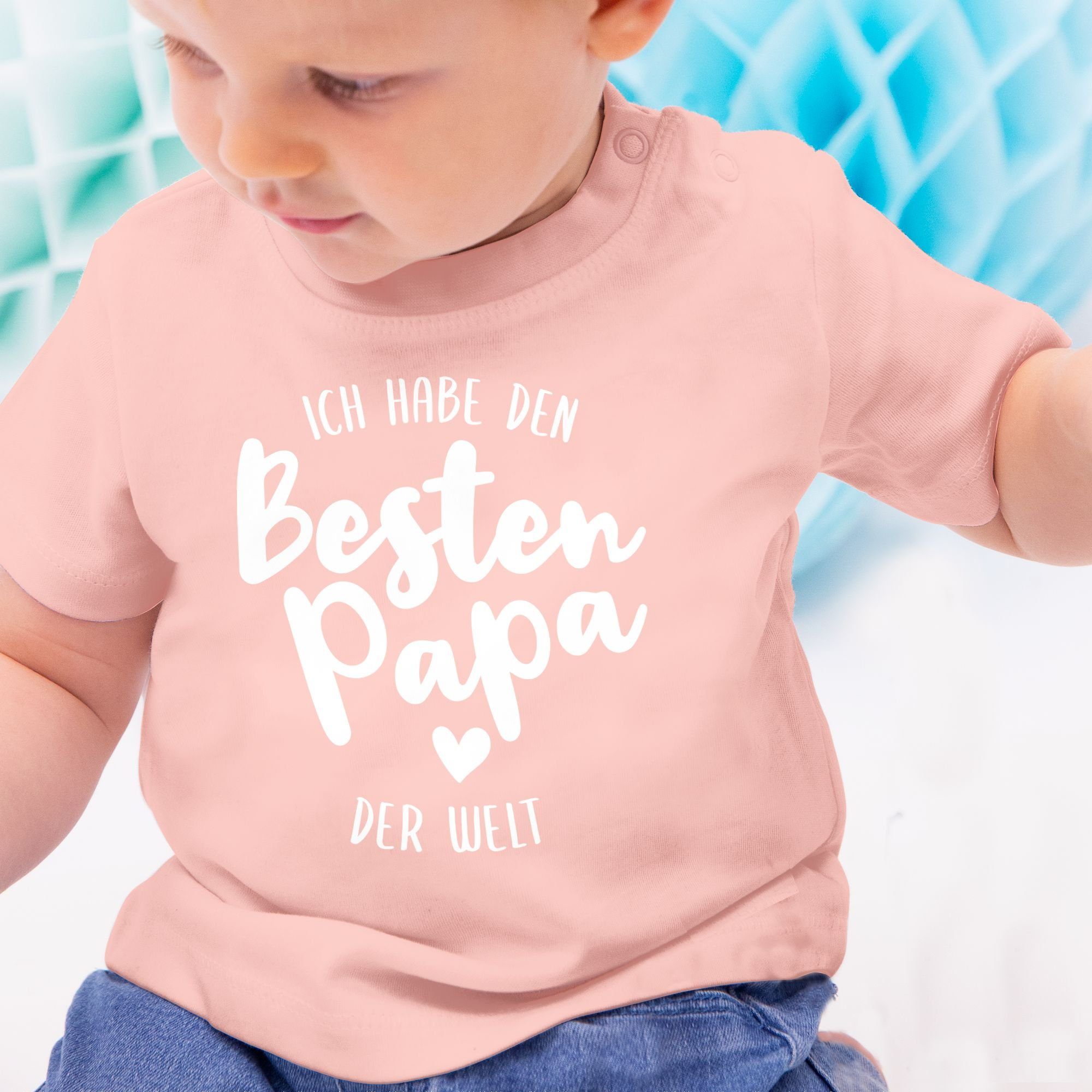 Ich den Shirtracer Vatertag habe Geschenk Welt der Papa 3 T-Shirt Baby Babyrosa besten
