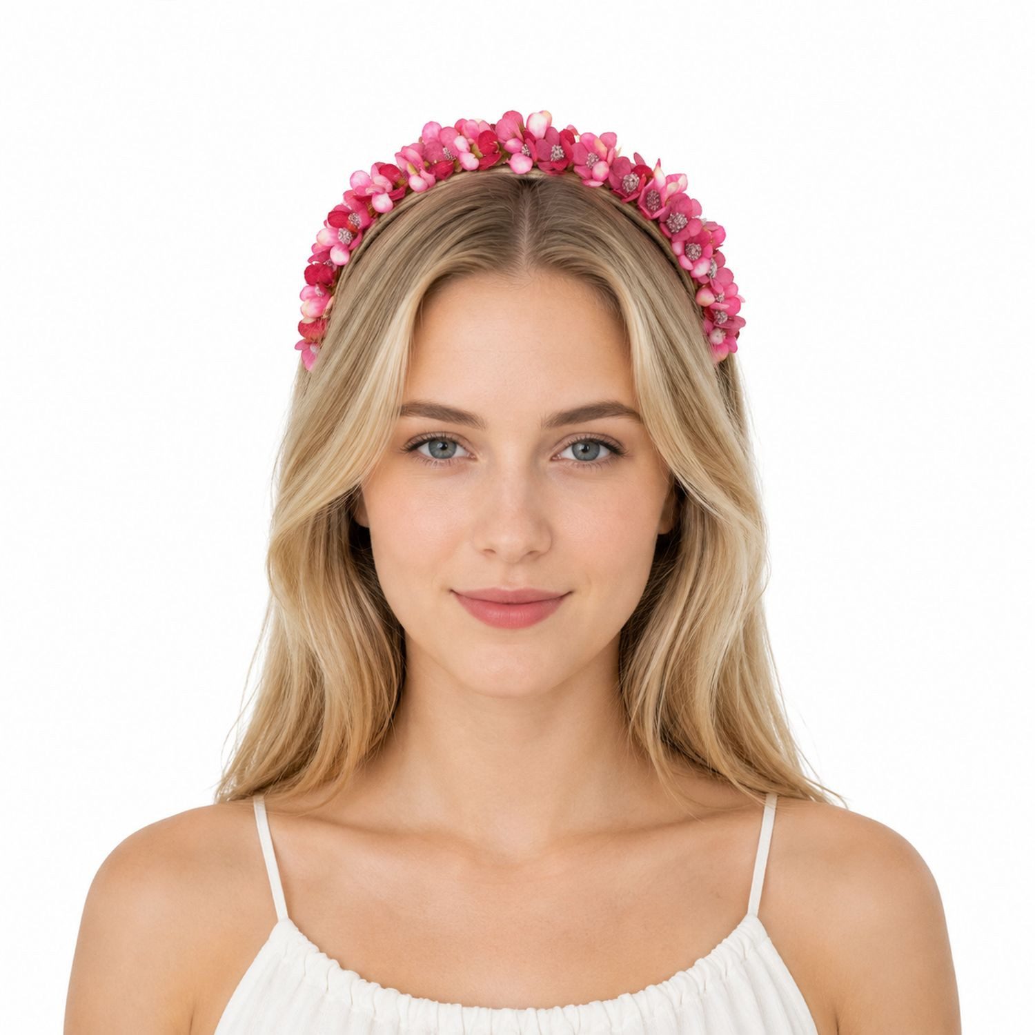 Trachtenland Haarreif Blumen Kranz "Elfe" - Schmaler Blütenkranz Haarschmuck Hochzeit