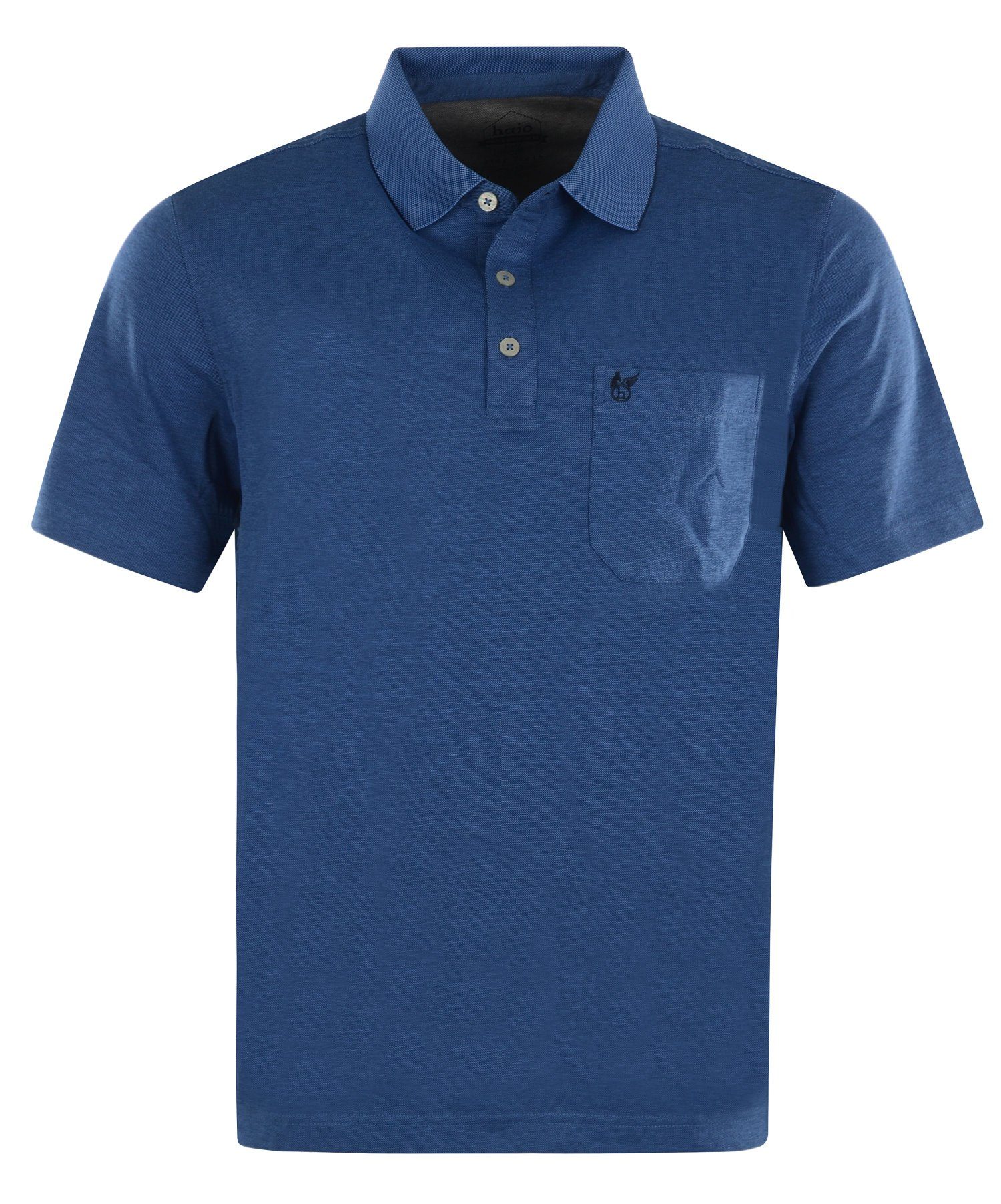 blau Hajo (1-tlg) Softknit Poloshirt Poloshirt Herren
