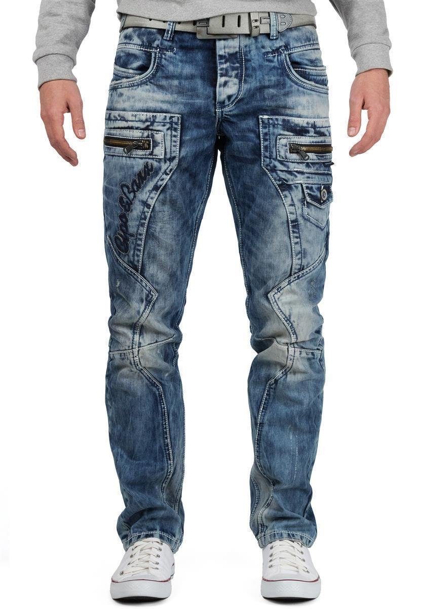 Cipo & Baxx Regular-fit-Jeans Herren Hose BA-C1178 mit Verzierungen und Reißverschlüssen