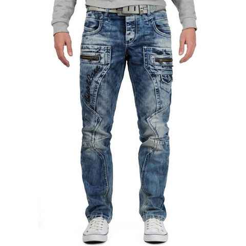 Cipo & Baxx Regular-fit-Jeans Herren Hose BA-C1178 mit Verzierungen und Reißverschlüssen