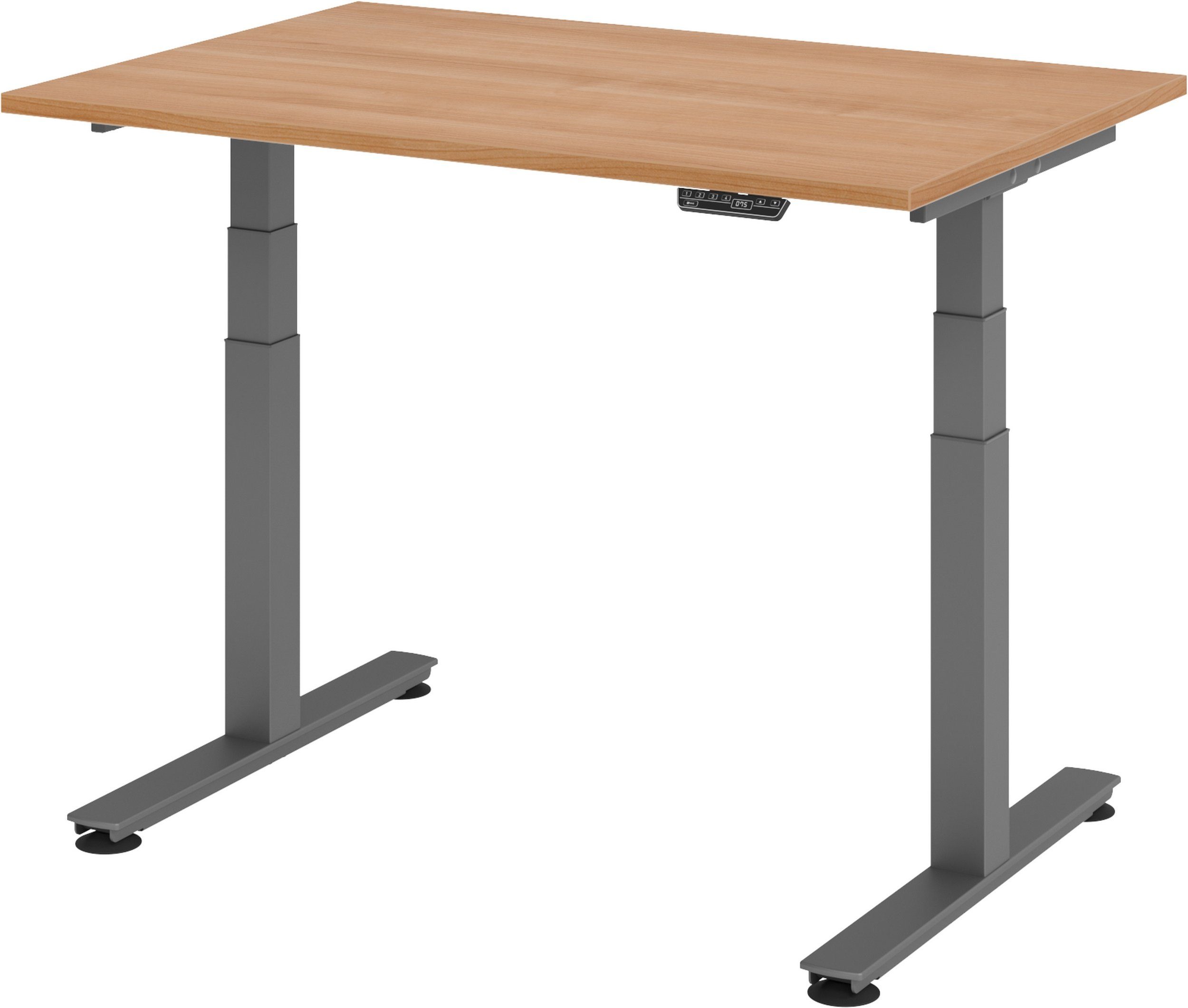 bümö Schreibtisch Schreibtisch elektrisch XDSM, Rechteck: 120 x 80 cm - Dekor: Nussbaum