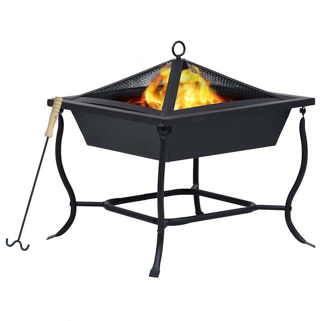 vidaXL Feuerstelle Feuerstelle Schwarz 42x42x45 cm Stahl