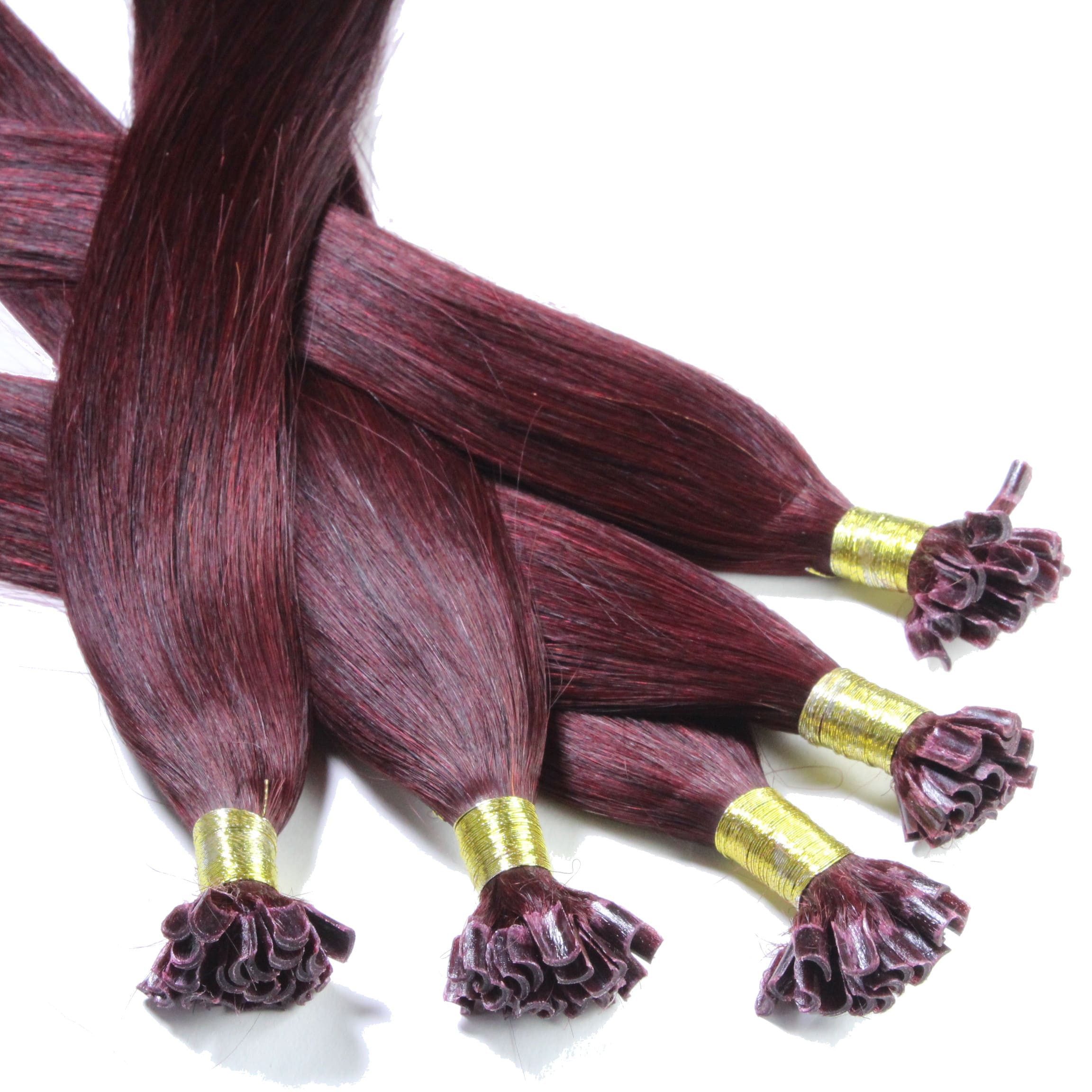 hair2heart Echthaar-Extension Bonding Extensions - glatt #55/66 Hellbraun Violett 0.5g 60cm