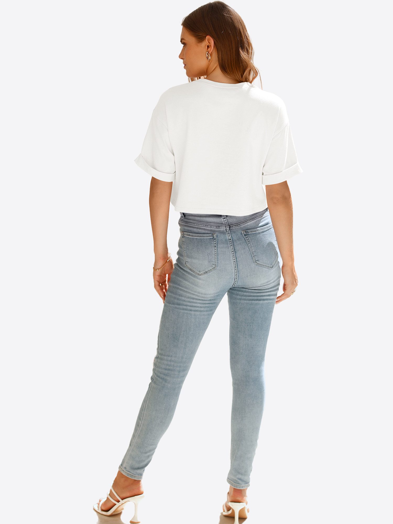 Imily Bela T-Shirt Damen bauchfreie Kurzbluse (Packung, 1-tlg., 1per-Pack) günstig online kaufen