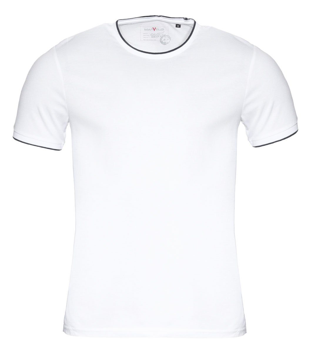 MARVELIS T-Shirt T-Shirt - Casual Fit - Rundhals - Einfarbig - Weiß (1-tlg) Quick-Dry