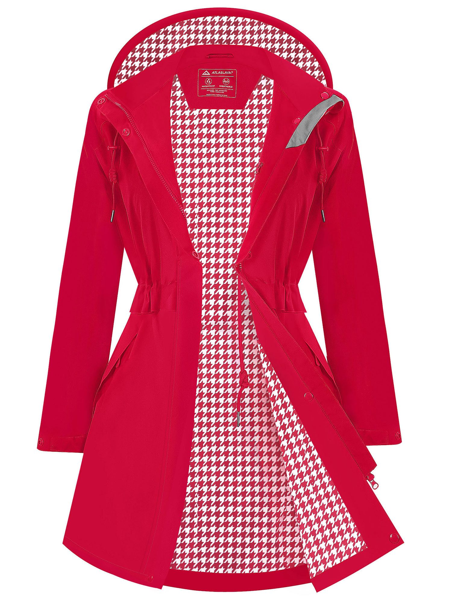 ATLASLAVA Regenjacke Damen mit Kapuze – wasserdicht & atmungsaktiv, Größen S–2XL Übergangsjacke Trenchcoat für Frühling und Herbst