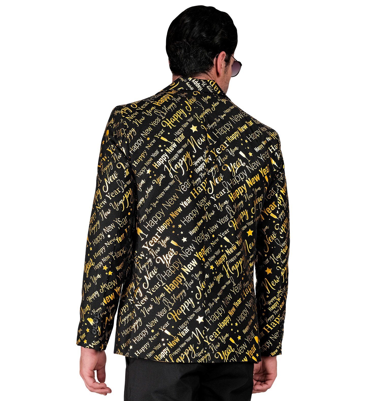 Widmann S.r.l. Kostüm Silvester Jacke 'Happy New Year' für Herren, Schw