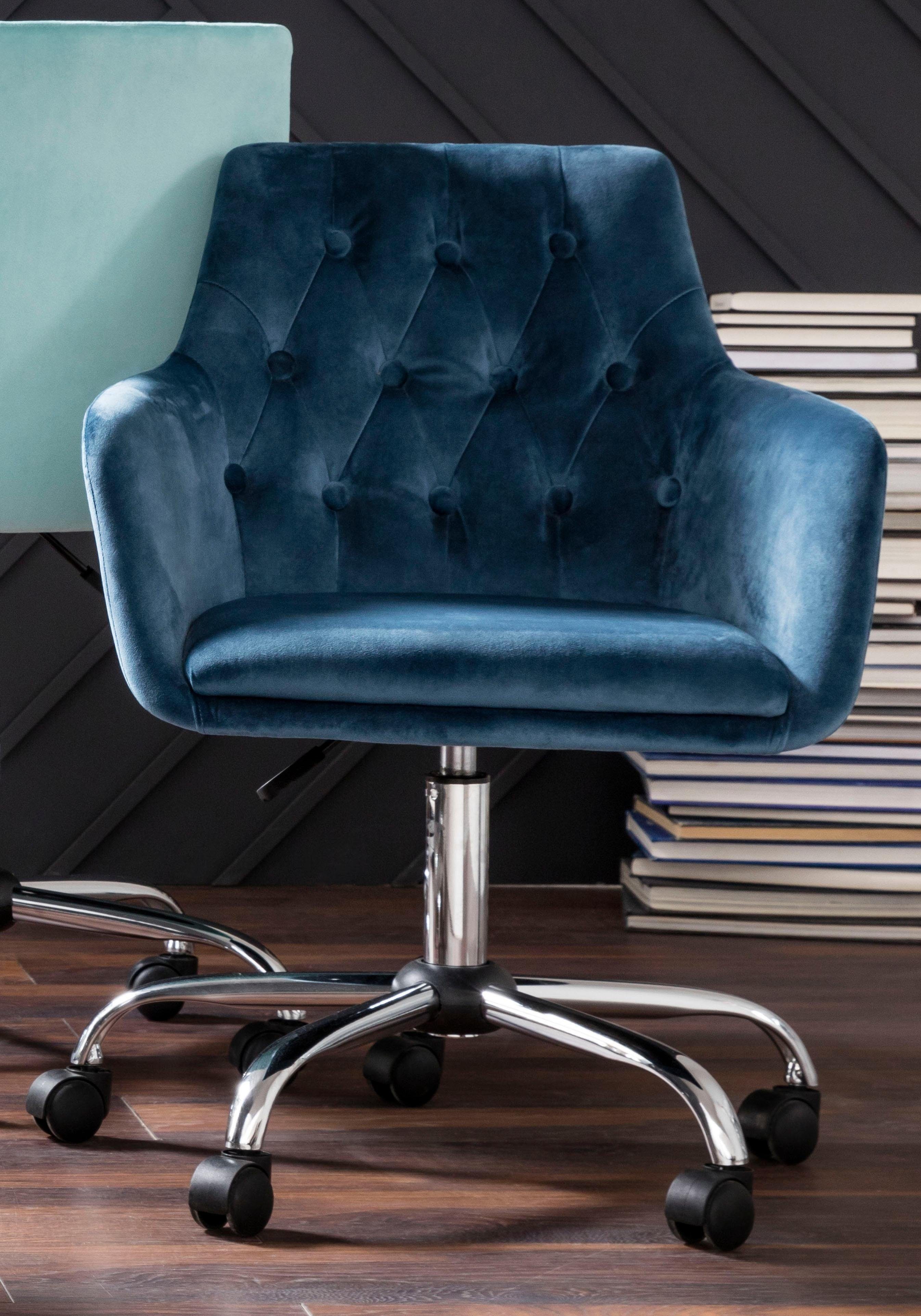 | Blau INOSIGN Perry, Samtstuhl, eleganter gepolstert Dunkel Blau Dunkel Bürostuhl