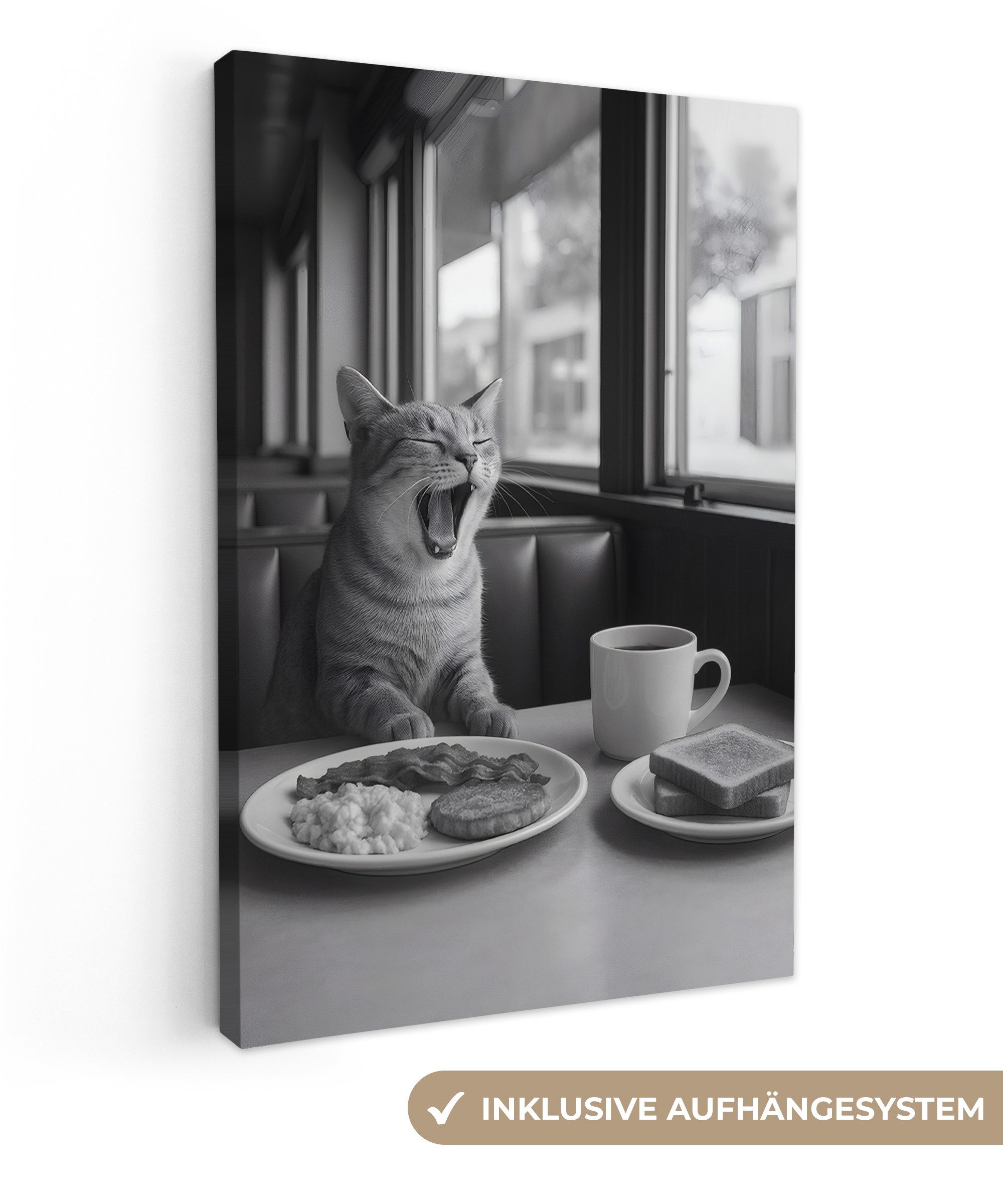 OneMillionCanvasses® Leinwandbild Katze - Kaffee - günstig online kaufen