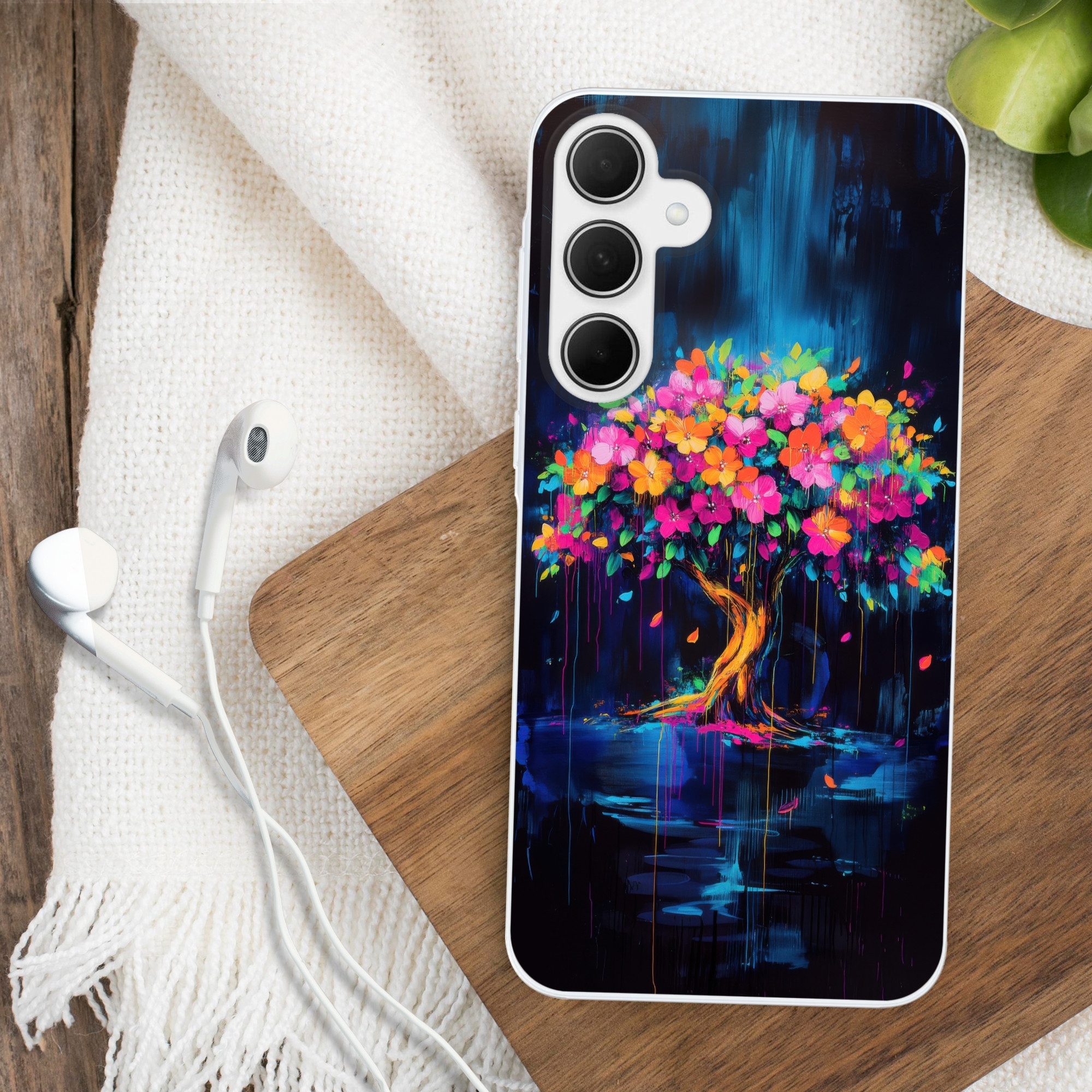 MuchoWow Handyhülle für Samsung Galaxy A35 5G Baum - Blumen - Magisch - Farbig, Smartphone-Bumper, Print, Handy Schutzhülle Dünn