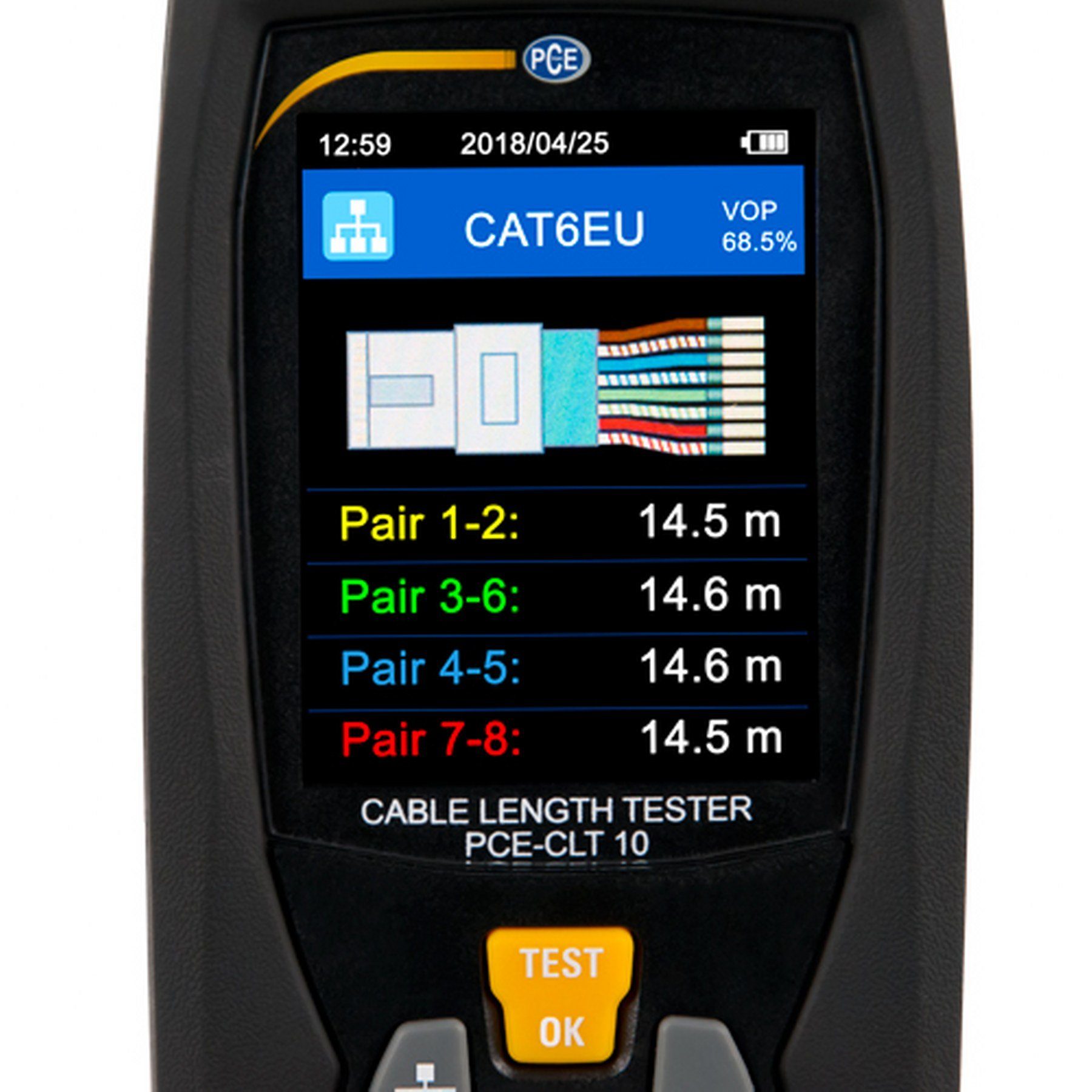 PCE Instruments Montagewerkzeug Kabellängenmessgerät Kabellängenmesser PCE-CLT, (1 Stück), für bis zu 99 Kabeltypen