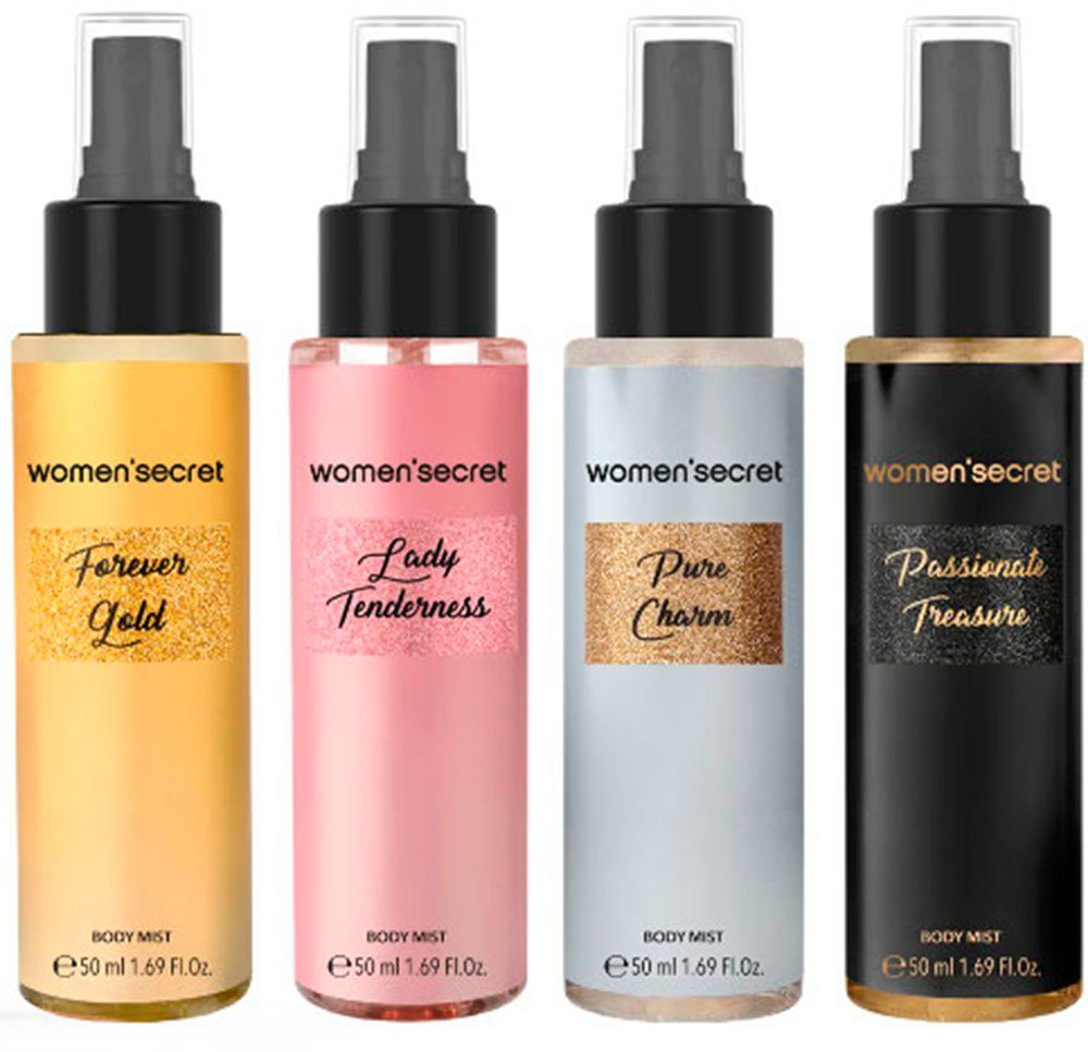 women'secret Duft-Set Women Secret Body Mist 4x 50ml Set "Glitter", 4-tlg., mit sorgfältig ausgewählter Komposition