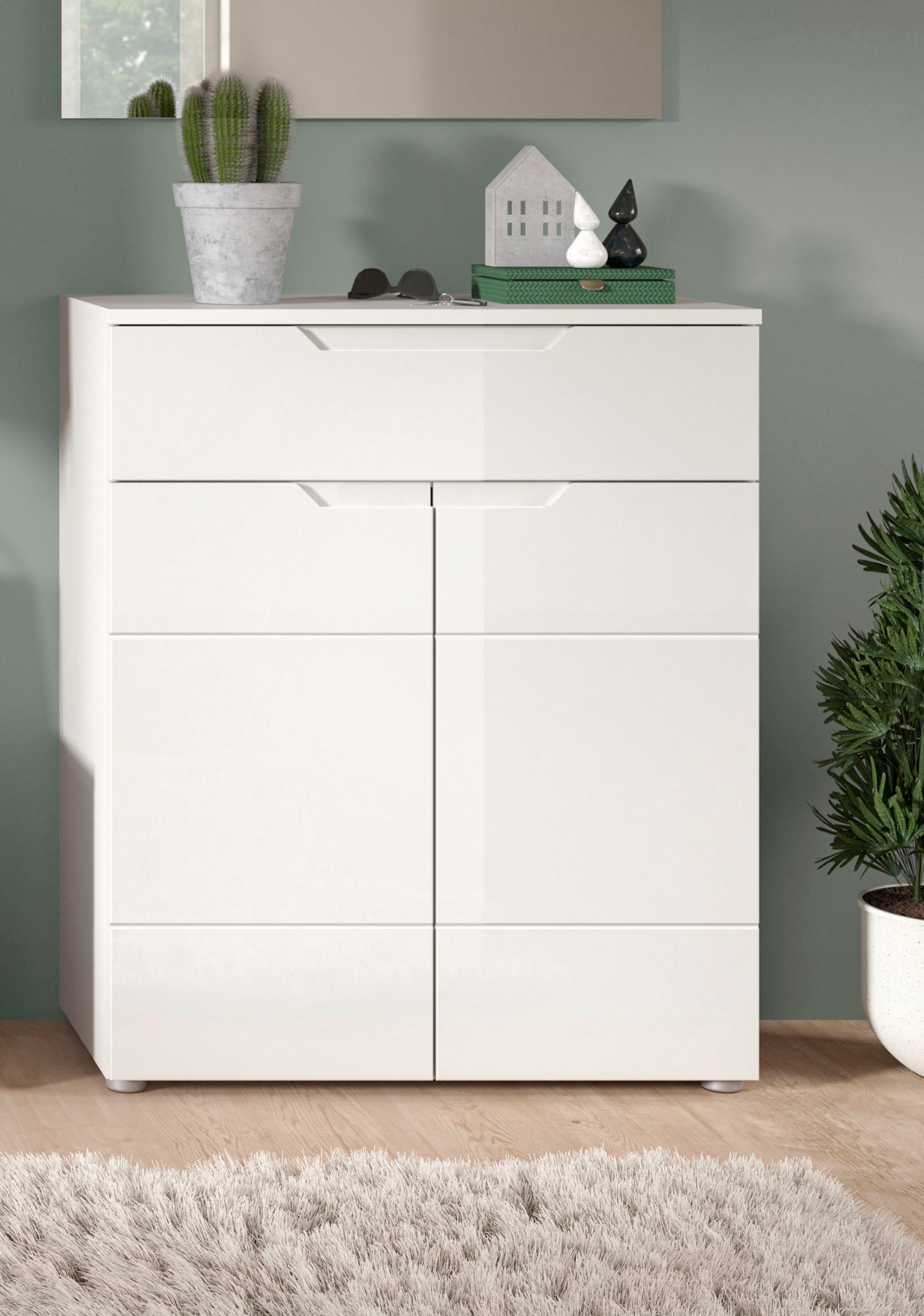INOSIGN Schuhkommode CAPRI, Höhe 97cm, 2 Türen, 1 Schubkasten, ink. eingefasster Griffmulde, Schuhschrank, Kommode, Anrichte, Sideboard, Schrank, Dielenschrank
