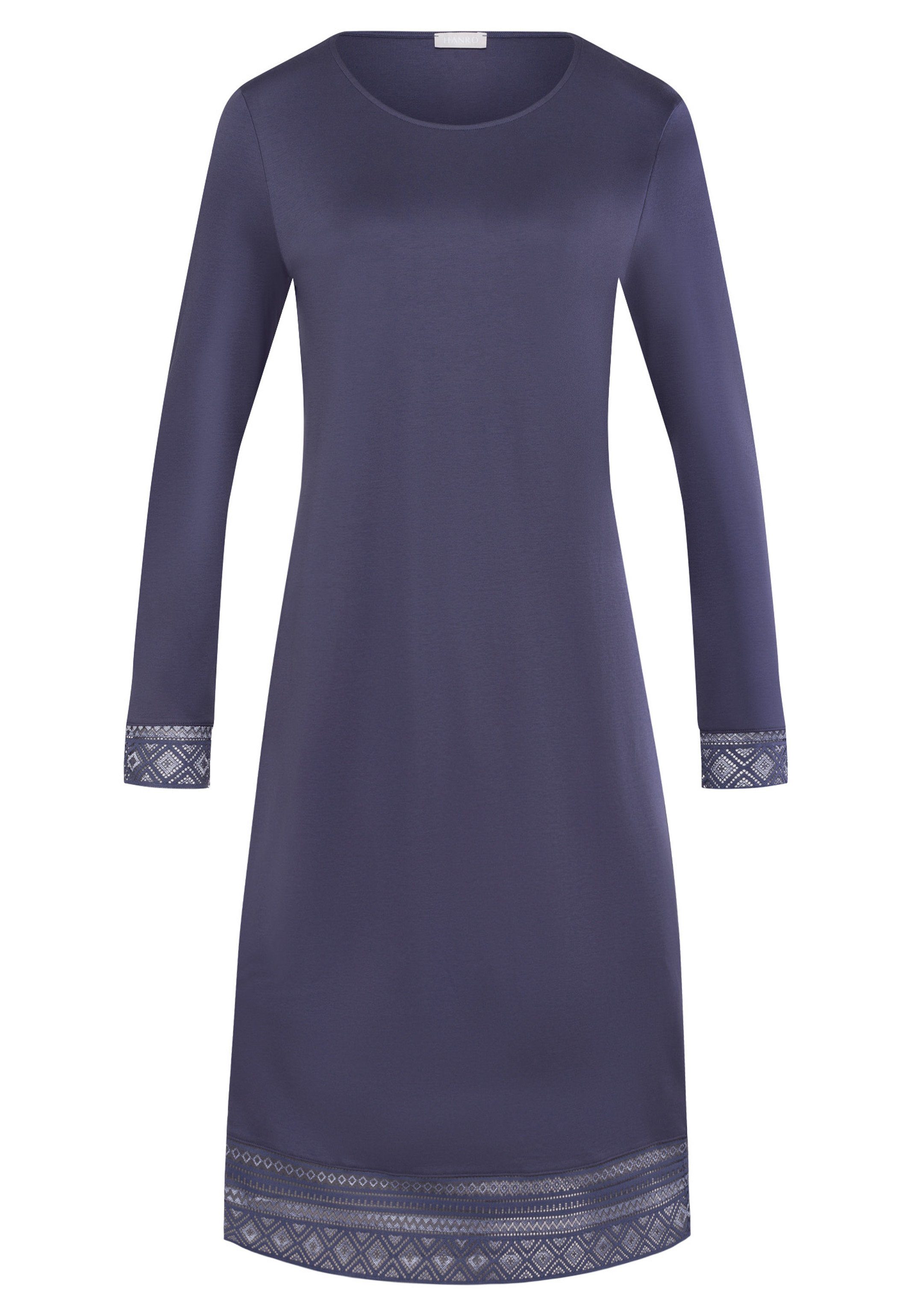 Hanro Nachthemd Jona (1-tlg) Nachthemd - mit Baumwolle cm lang - 110 langen Ärmeln Nightshade