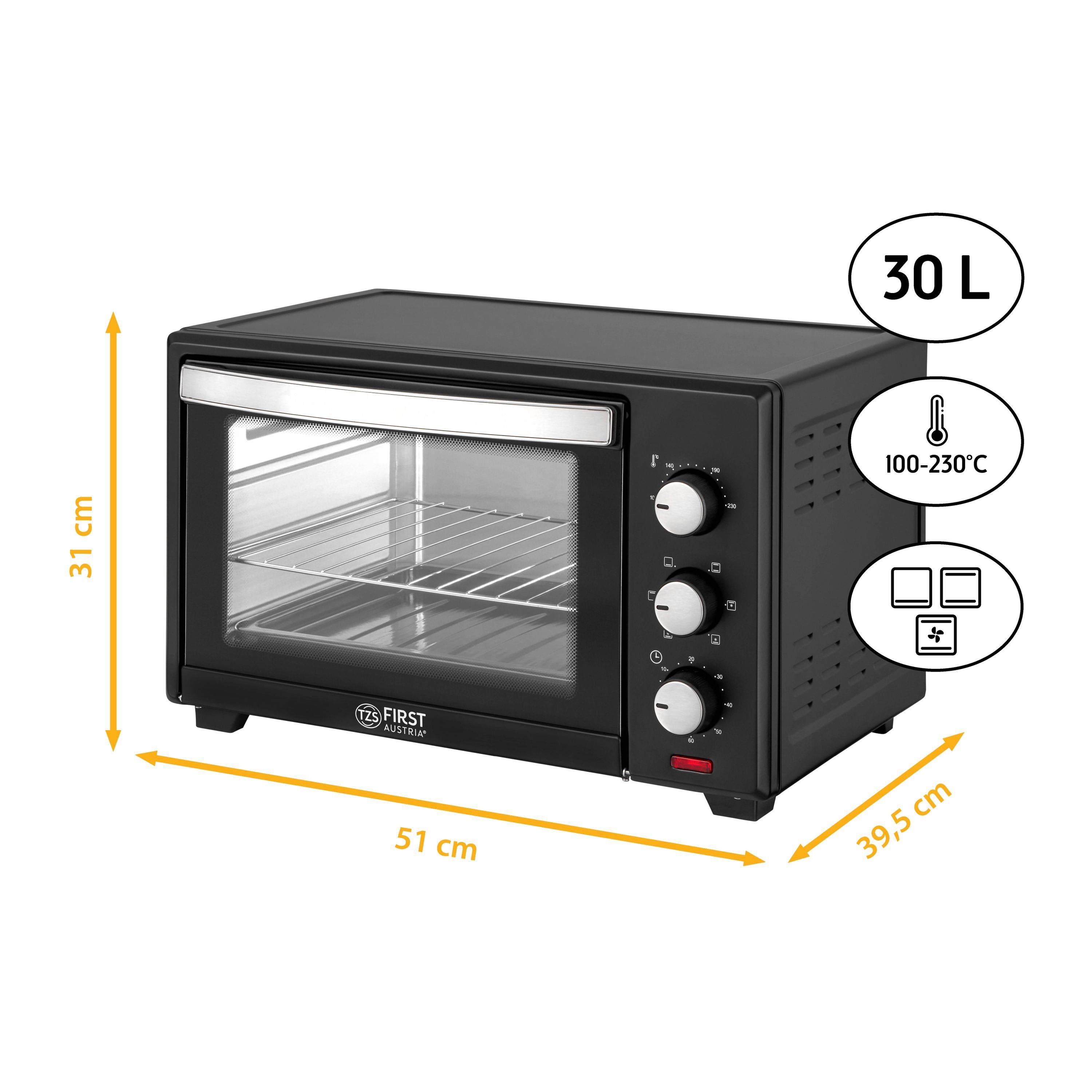 Mini Four First Austria 30L - Convection 1600W - Porte Double Vitrage - Four Compact Multifonction