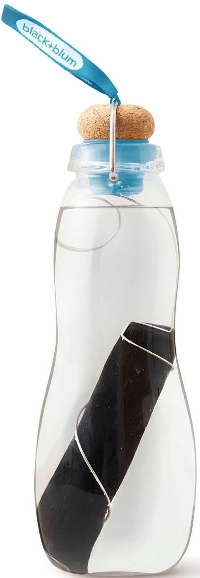 black+blum Good, Trinkflasche ml 650 Eau Wasser, gesünderes Aktivkohlefilter auslaufsicher, blau-transparent für