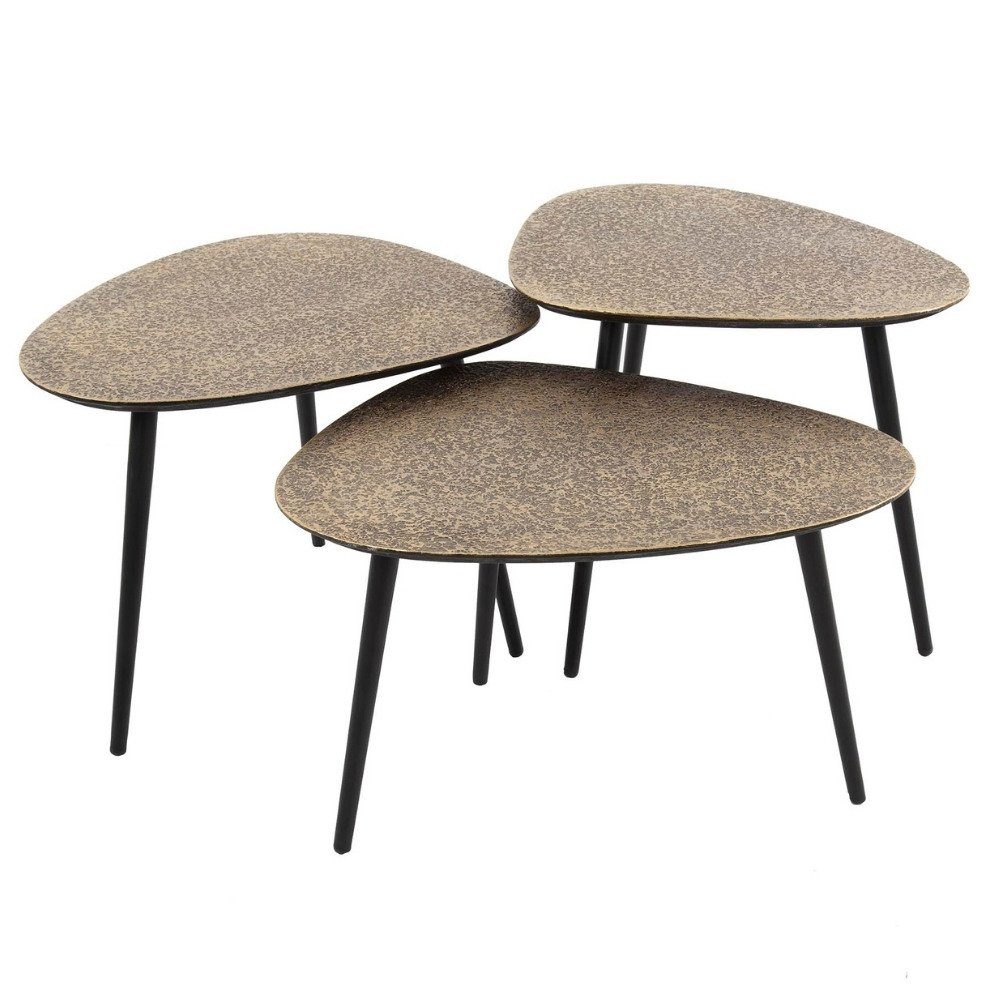 Bronze-antik Beistelltisch Möbel 3er-Set in Couchtisch RINGO-Living aus Schwarz 430x580x, und Xezal Holz