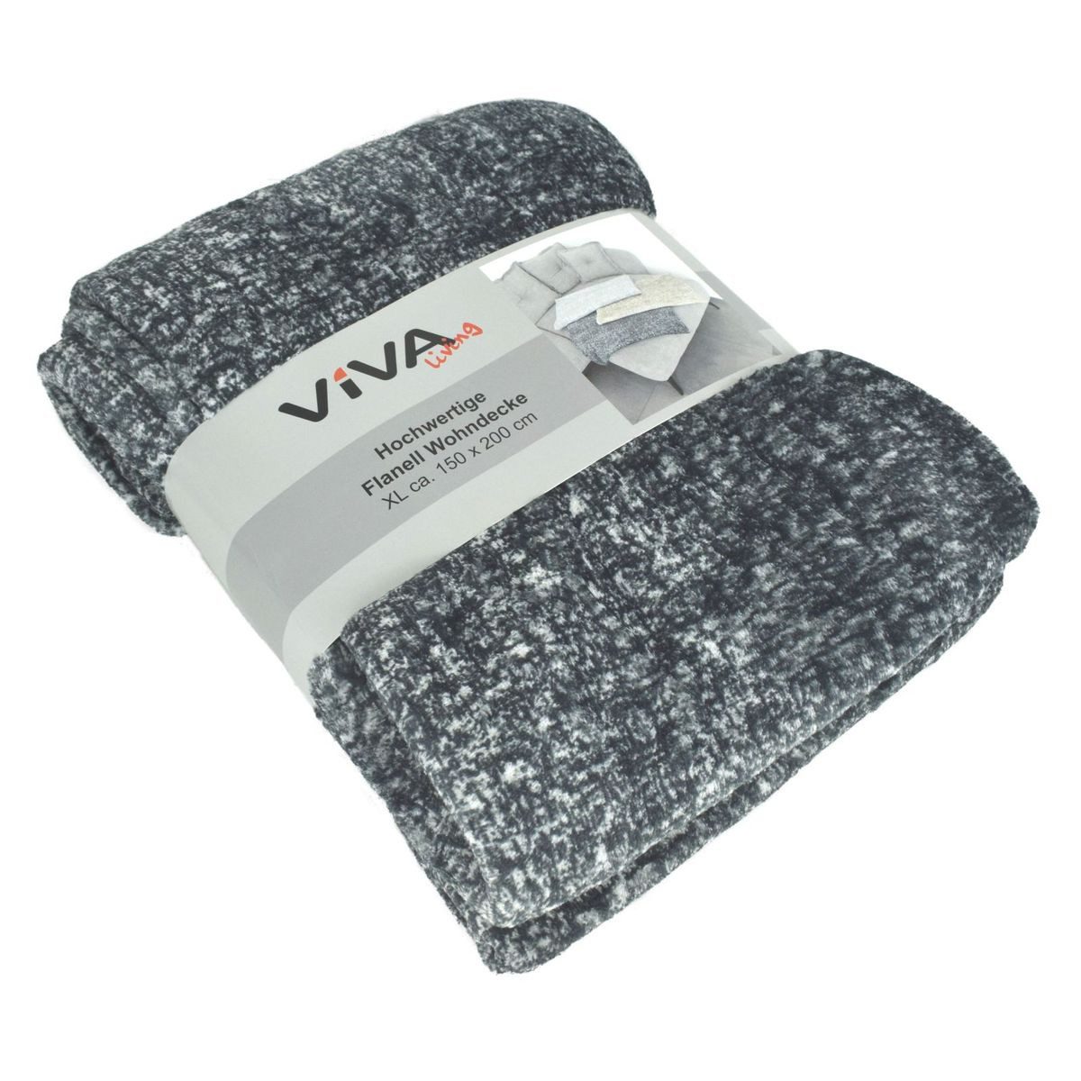 Wohndecke Kuscheldecke Flanell XL ca. 150x200 cm meliert 3 Farben Wohndecke, VIVA, extra weich
